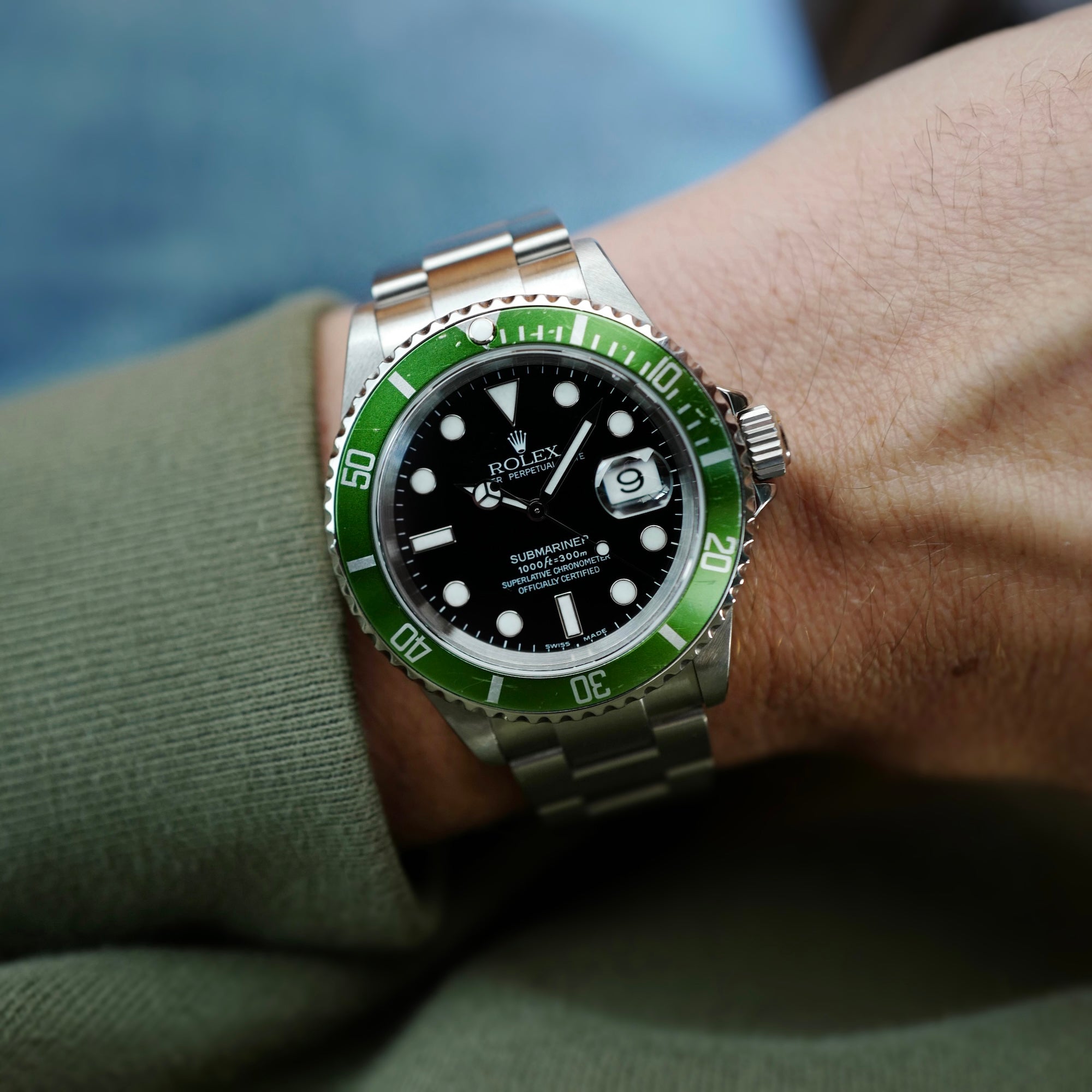 Rolex Steel Flat 4 Kermit Submariner Ref. 16610LV