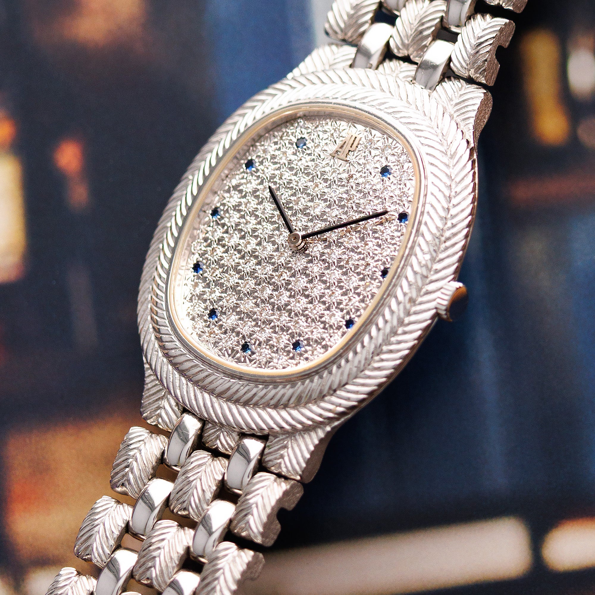 Audemars Piguet - Audemars Piguet White Gold Vinage Ellipse with Pave and Sapphire Dial Ref. 56455BC - The Keystone Watches