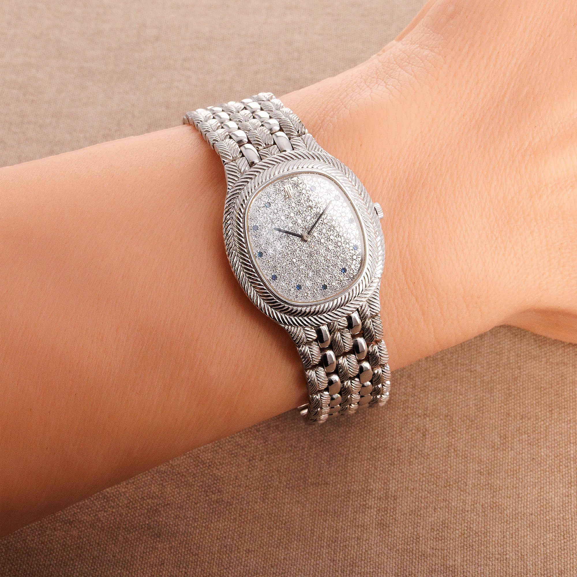 Audemars Piguet - Audemars Piguet White Gold Vinage Ellipse with Pave and Sapphire Dial Ref. 56455BC - The Keystone Watches