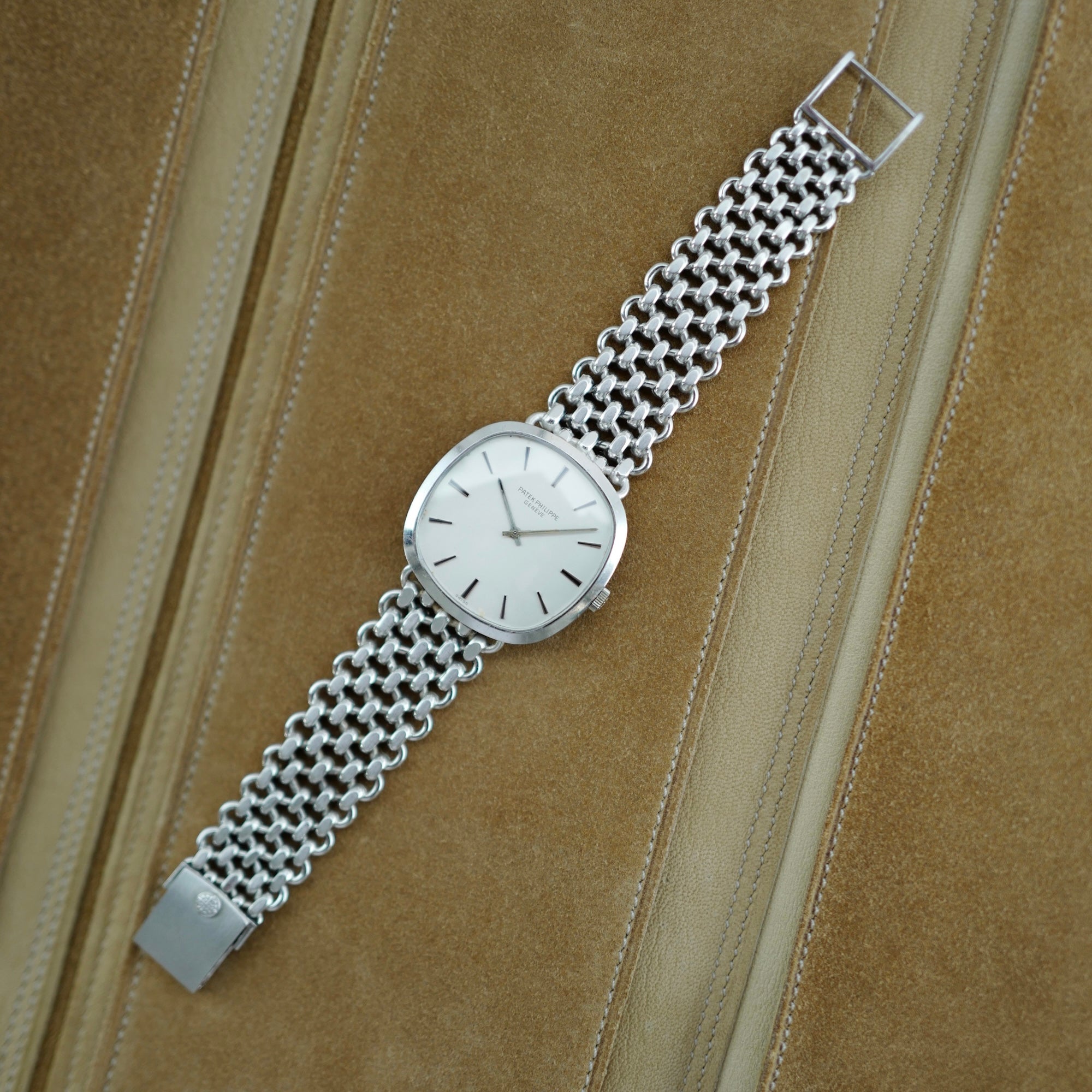Patek Philippe - Patek Philippe White Gold Golden Ellipse Watch Ref. 3644 on Chain JPE Band (New Arrival) - The Keystone Watches