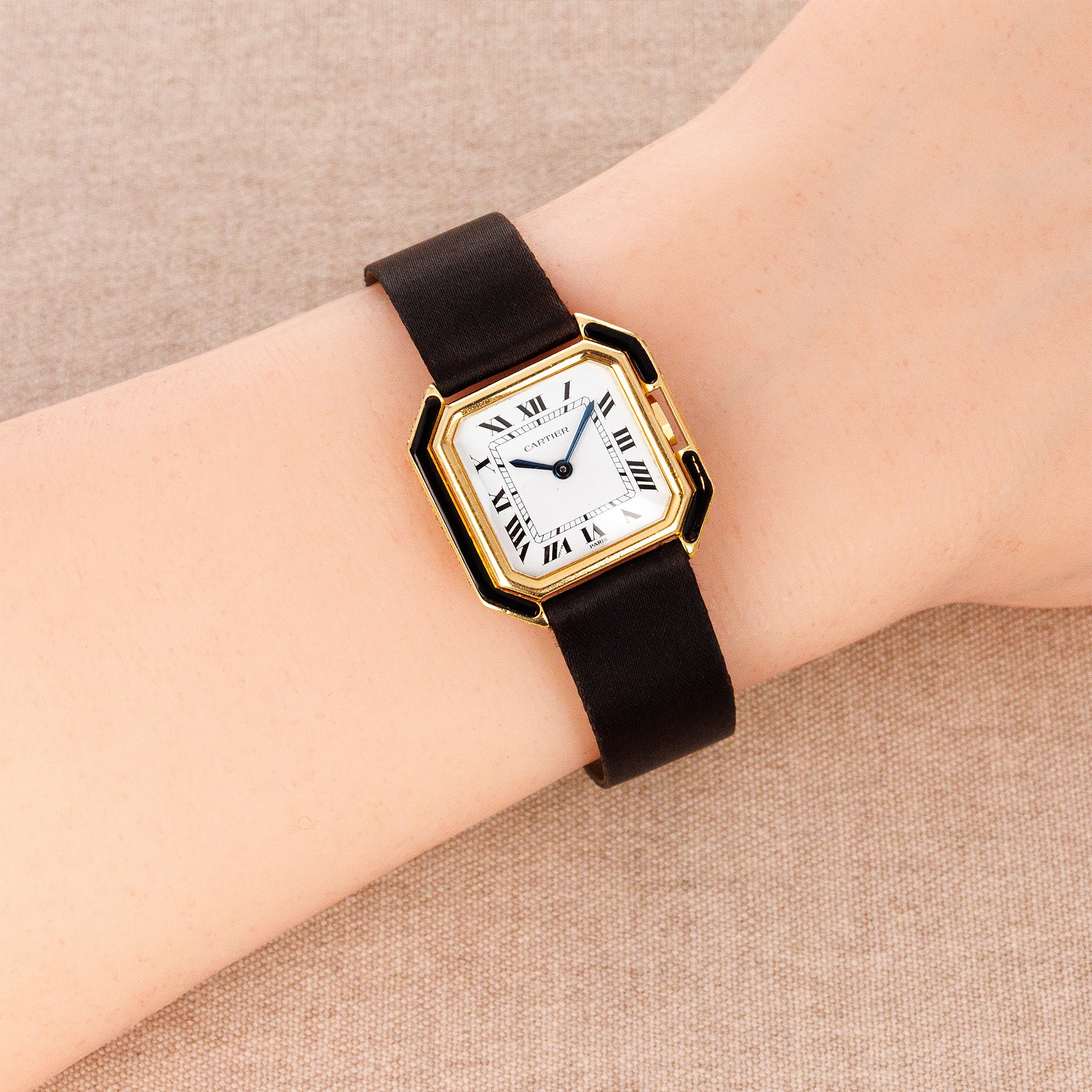 Cartier - Cartier Yellow Gold Ceinture Onyx & Diamond Watch - The Keystone Watches
