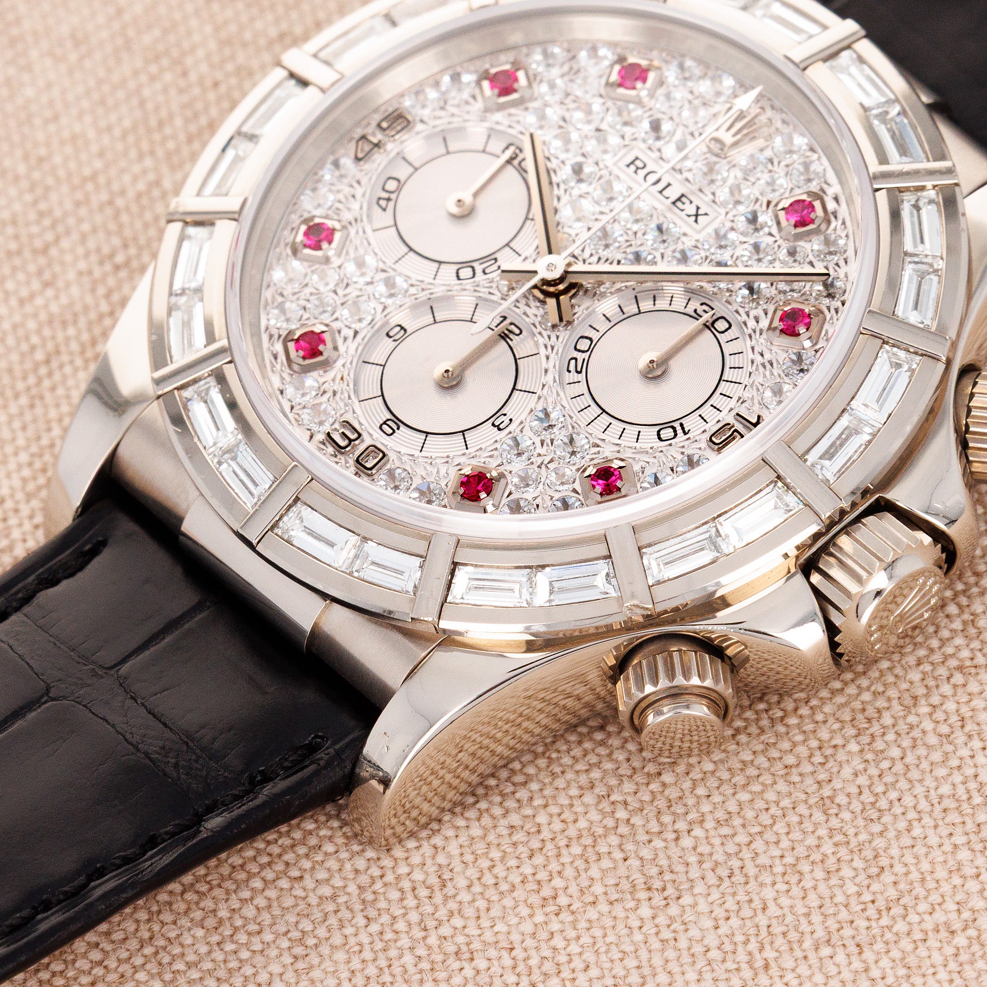 Rolex White Gold Zenith Daytona Ref. 16589 with Factory Diamonds