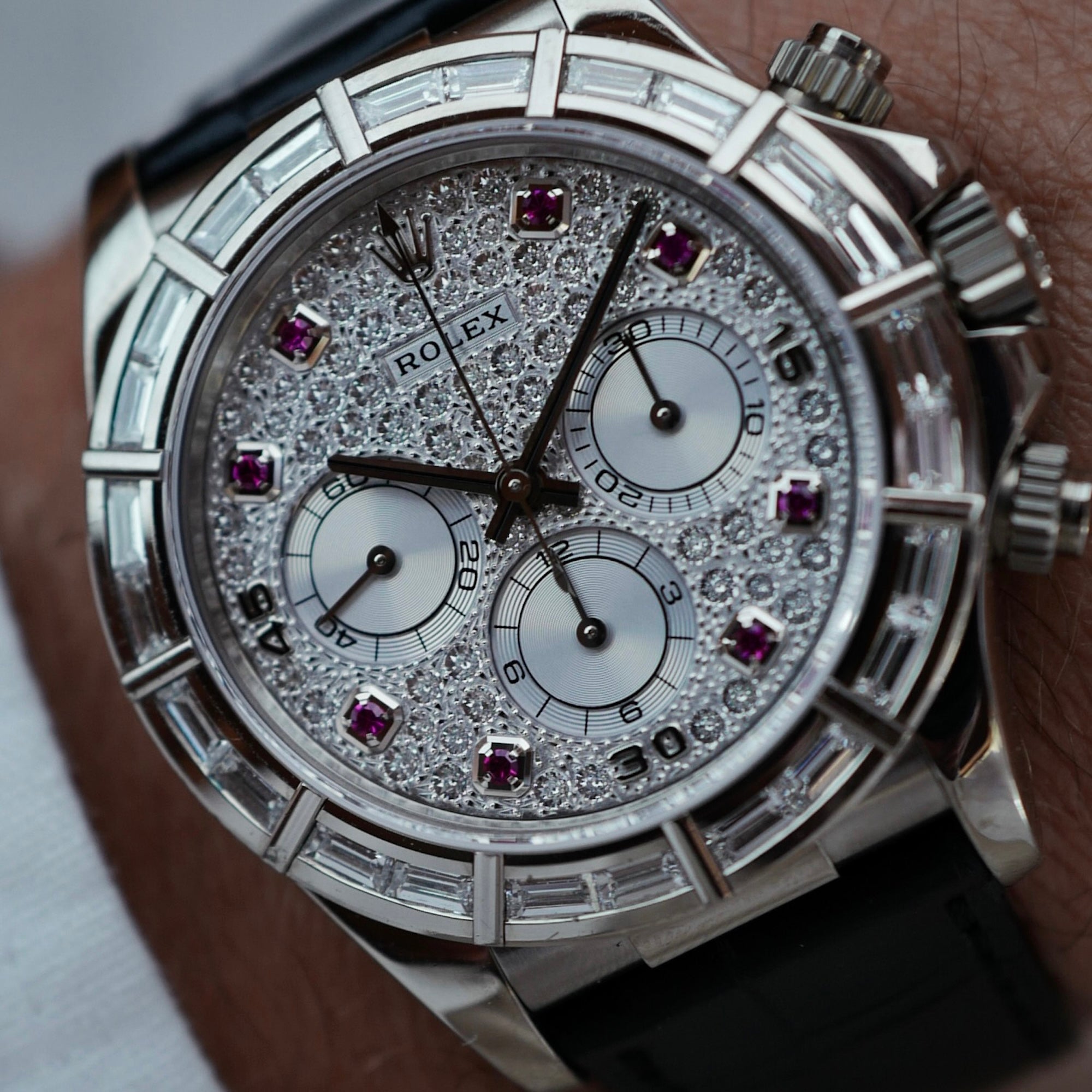 Rolex White Gold Zenith Daytona Ref. 16589 with Factory Diamonds