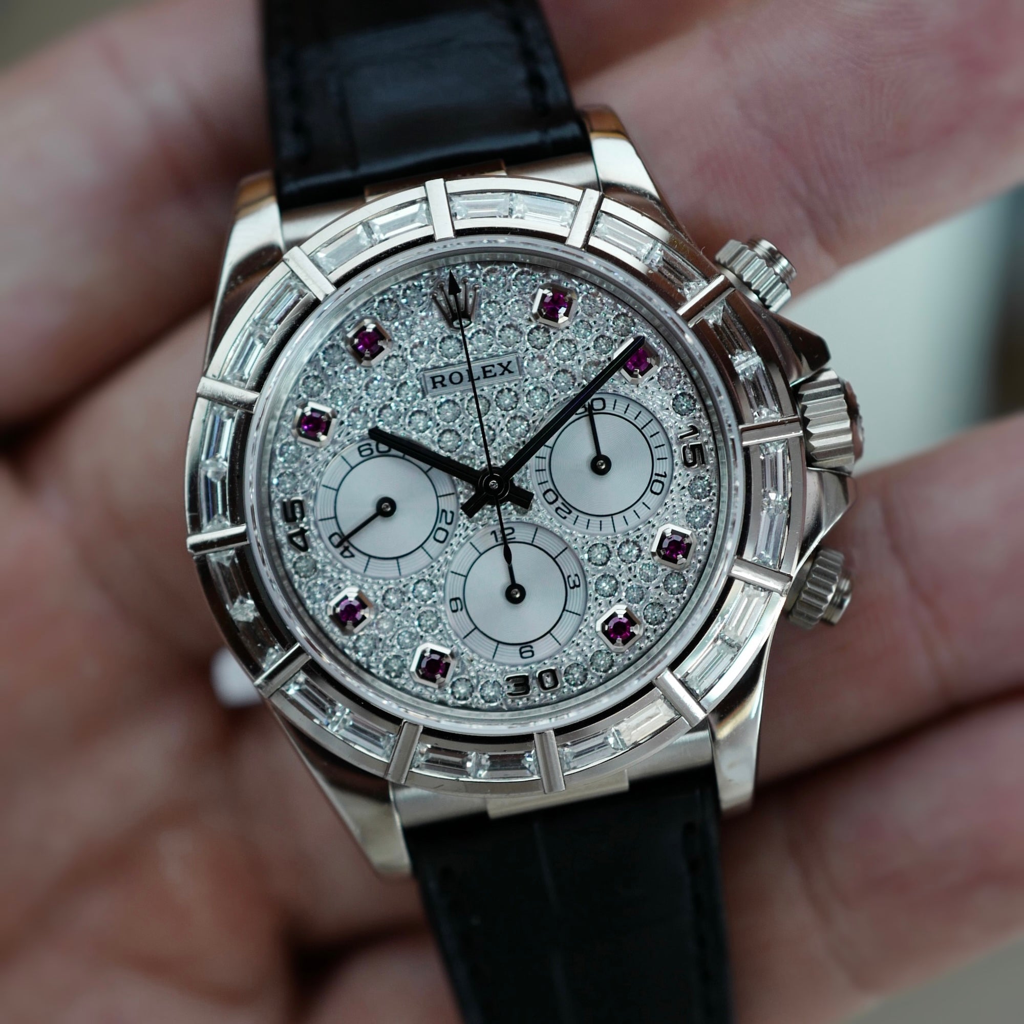 Rolex White Gold Zenith Daytona Ref. 16589 with Factory Diamonds