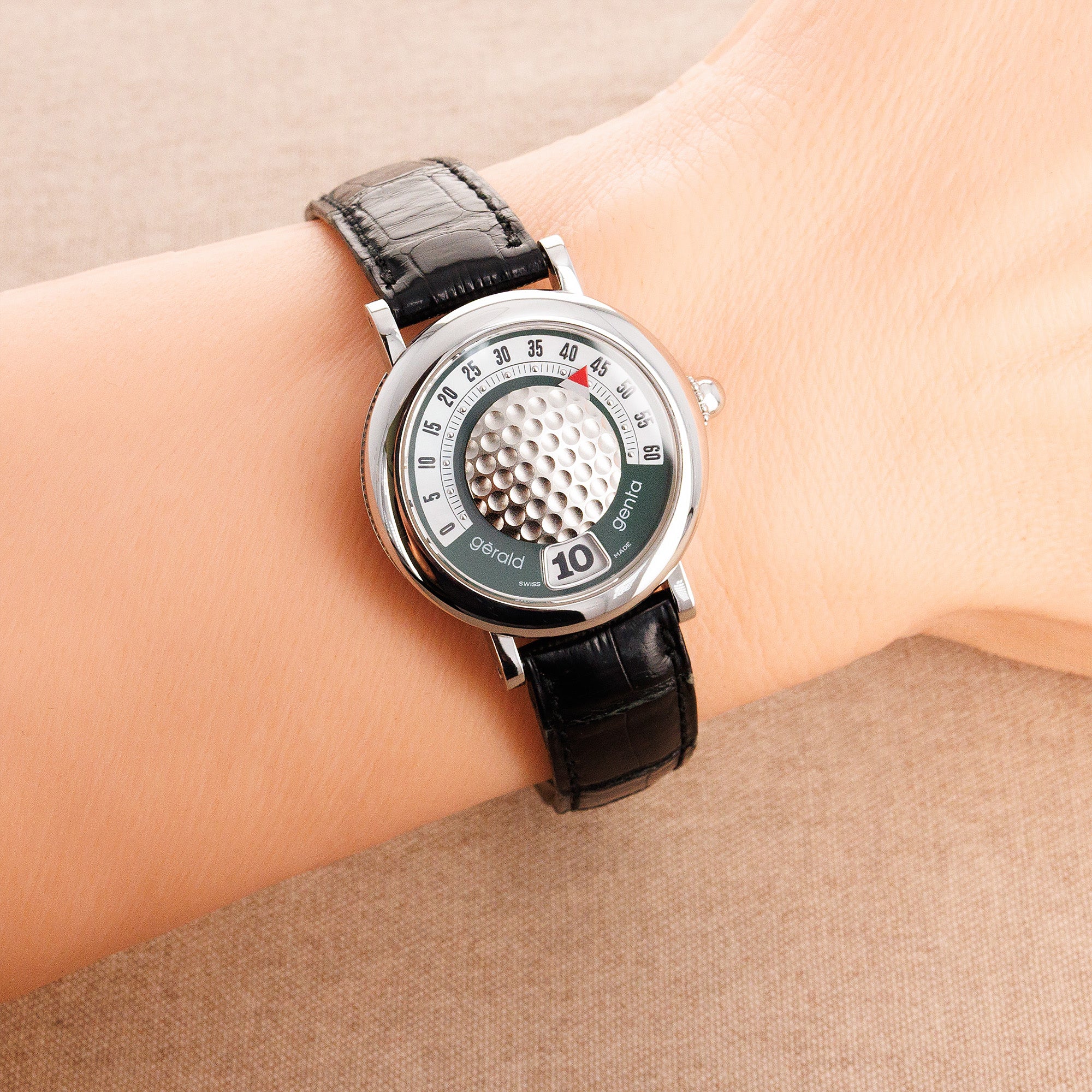 Gerald Genta Steel Retro Ref. G3636 Golf Ball and MOP Watch