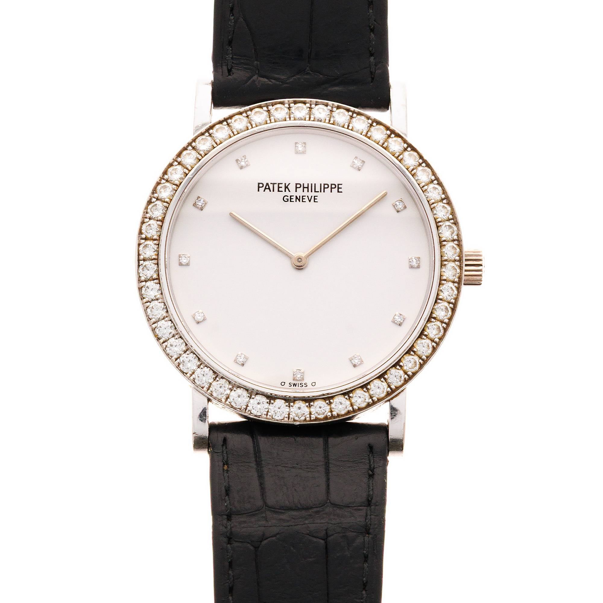Patek Philippe White Gold Calatrava Ref. 5006 with Factory Dialmonds
