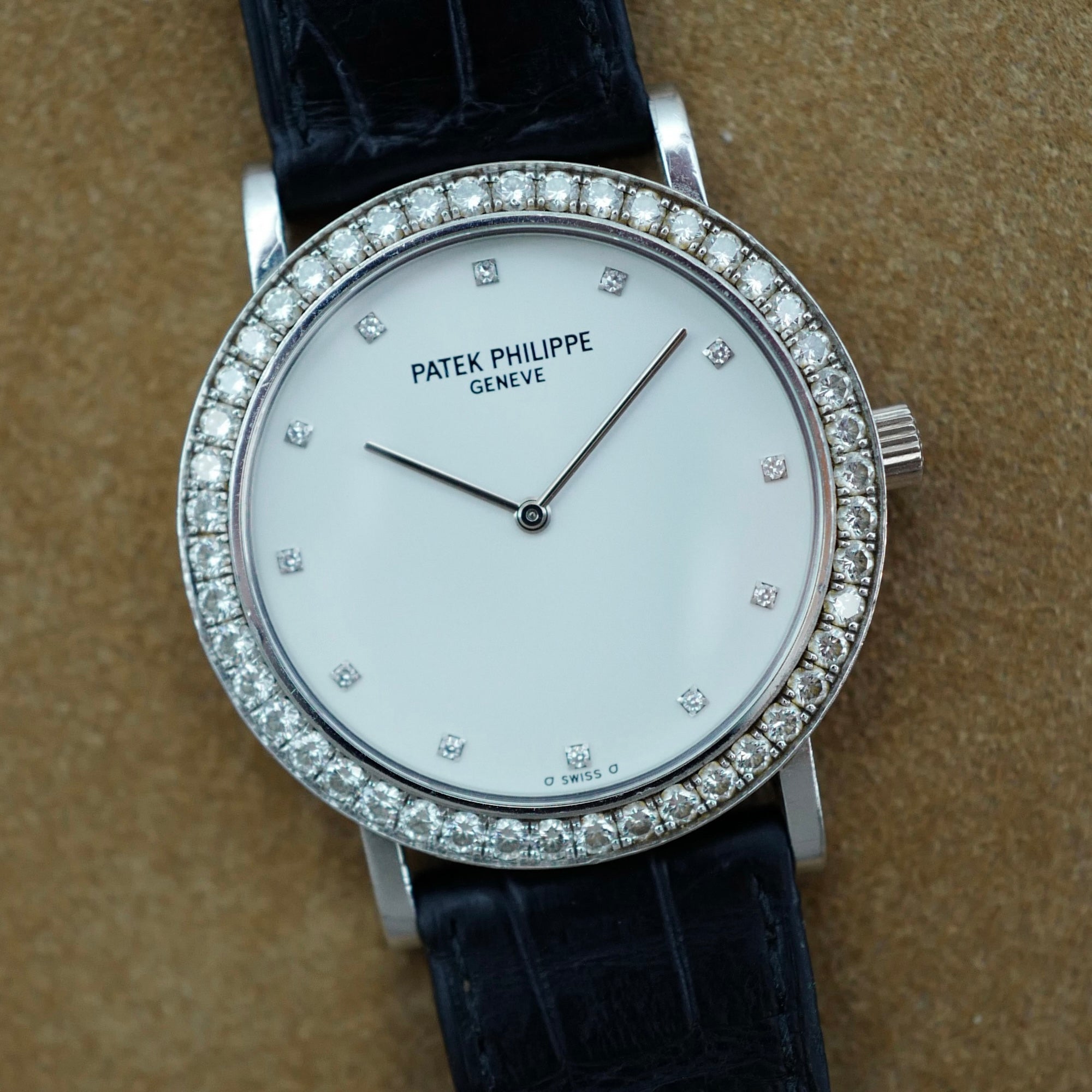 Patek Philippe White Gold Calatrava Ref. 5006 with Factory Dialmonds
