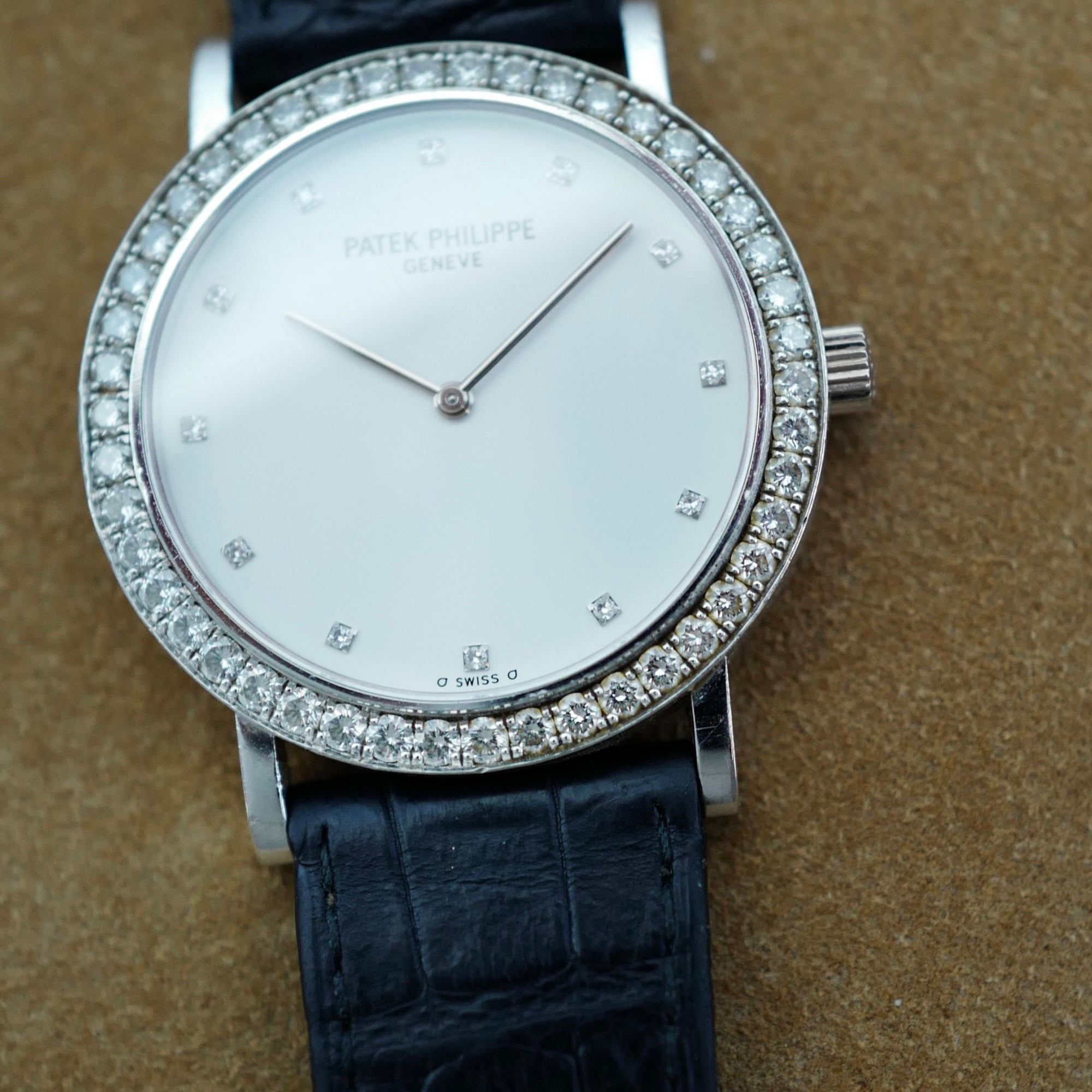 Patek Philippe White Gold Calatrava Ref. 5006 with Factory Dialmonds