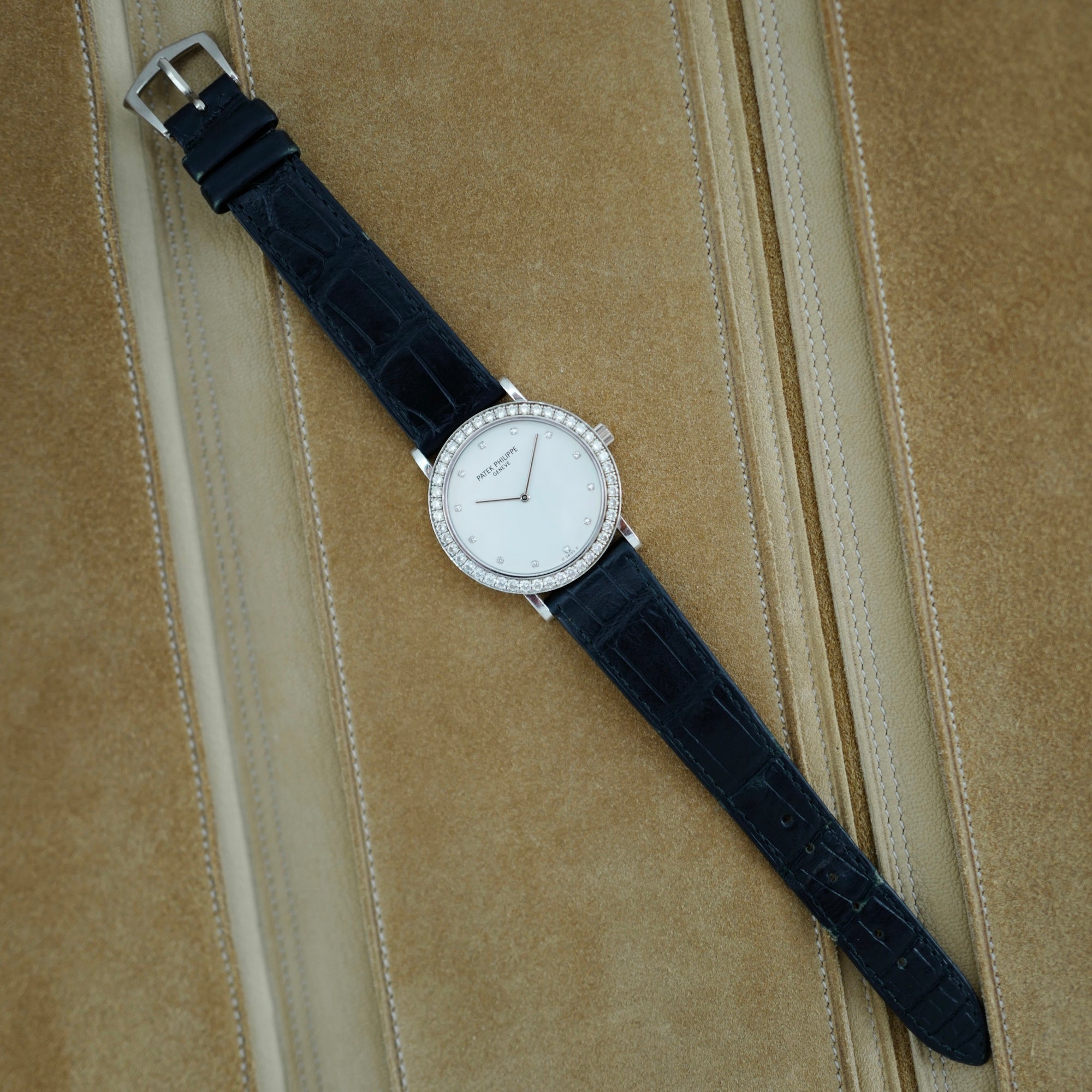 Patek Philippe White Gold Calatrava Ref. 5006 with Factory Dialmonds