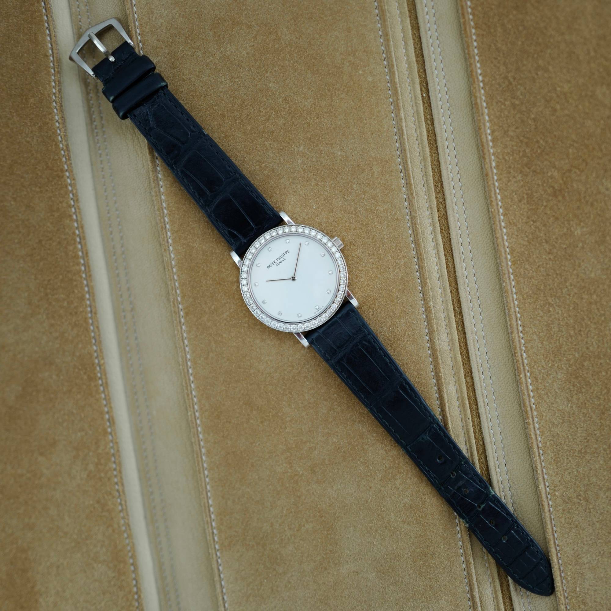 Patek Philippe White Gold Calatrava Ref. 5006 with Factory Dialmonds