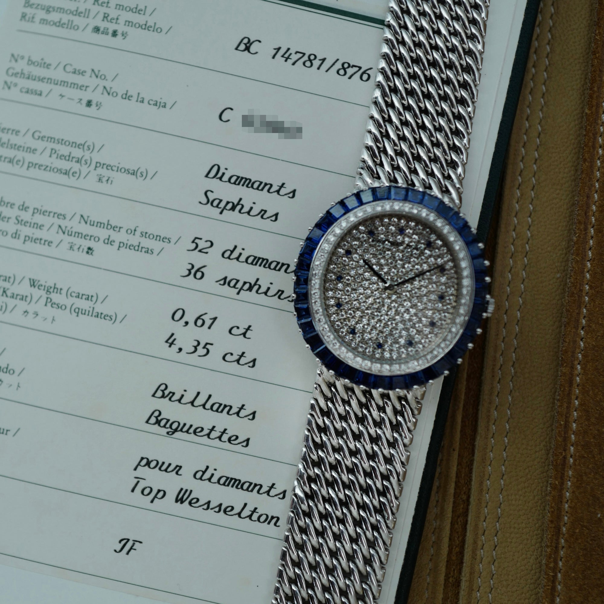 Audemars Piguet White Gold Diamond & Sapphire Watch Ref. 14781 with Original Warranty (New Arrival)