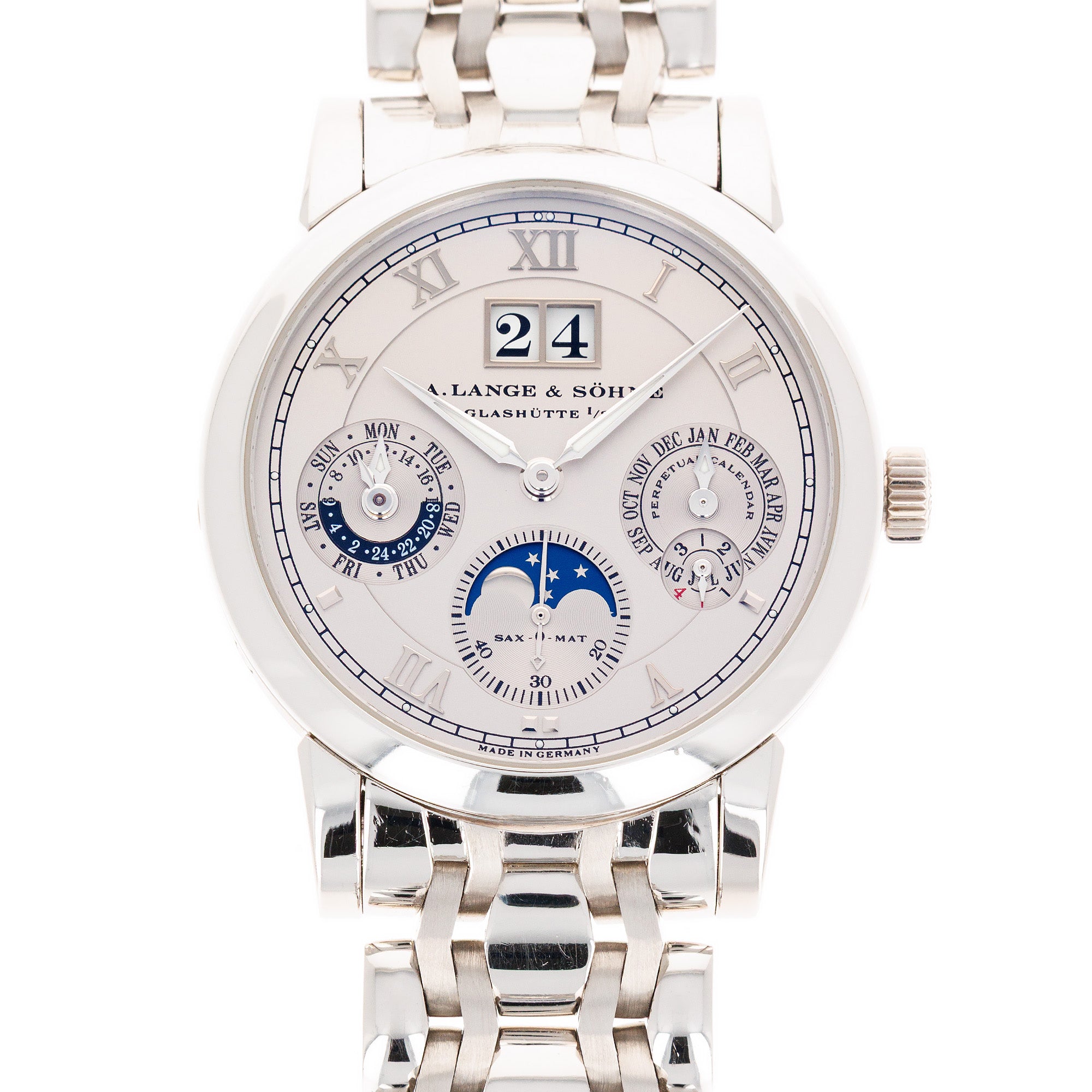 A. Lange & Sohne Platinum Sax-O-Mat Perpetual 310.225 on Wellendorff Bracelet