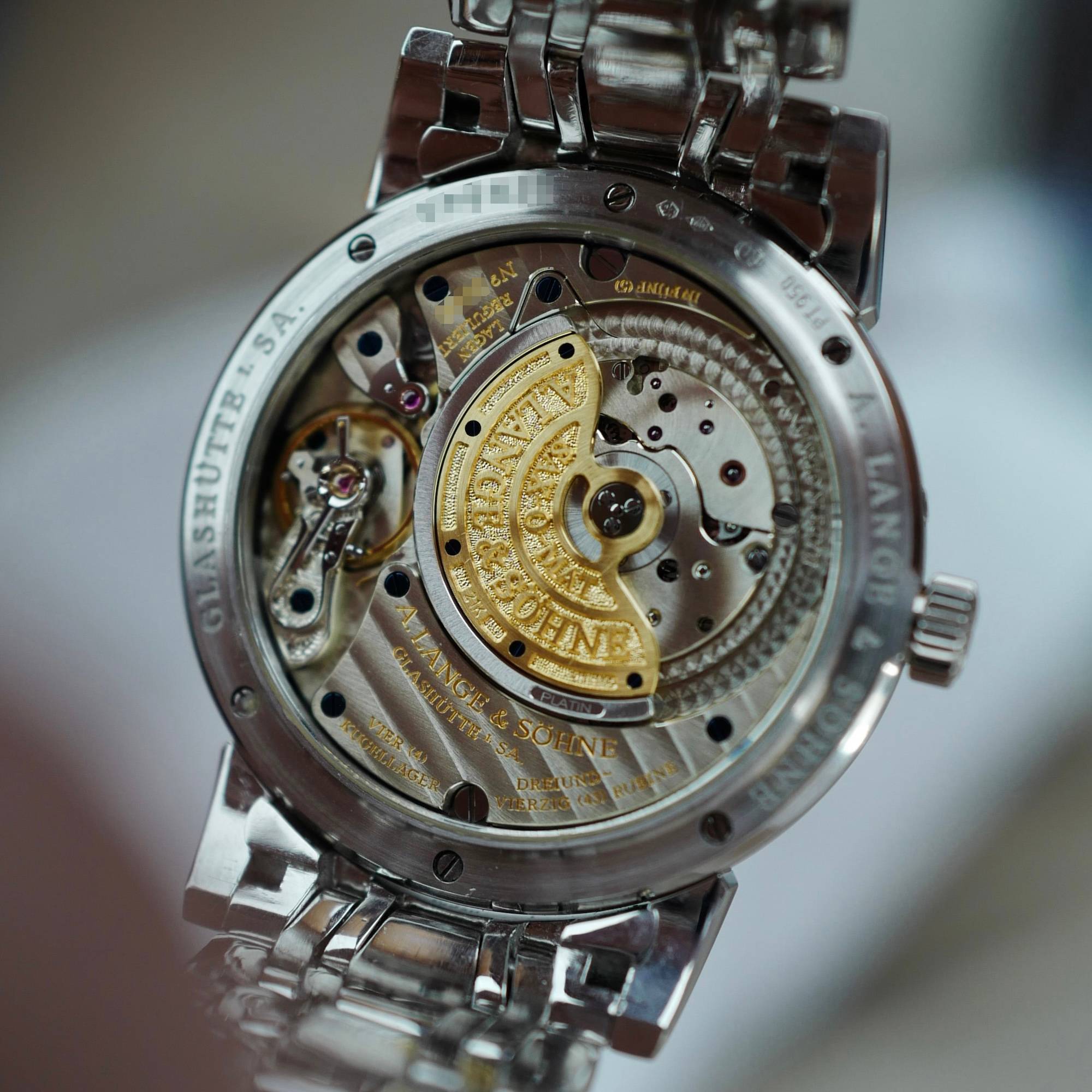 A. Lange & Sohne Platinum Langematic Perpetual 310.225 on Wellendorff Bracelet