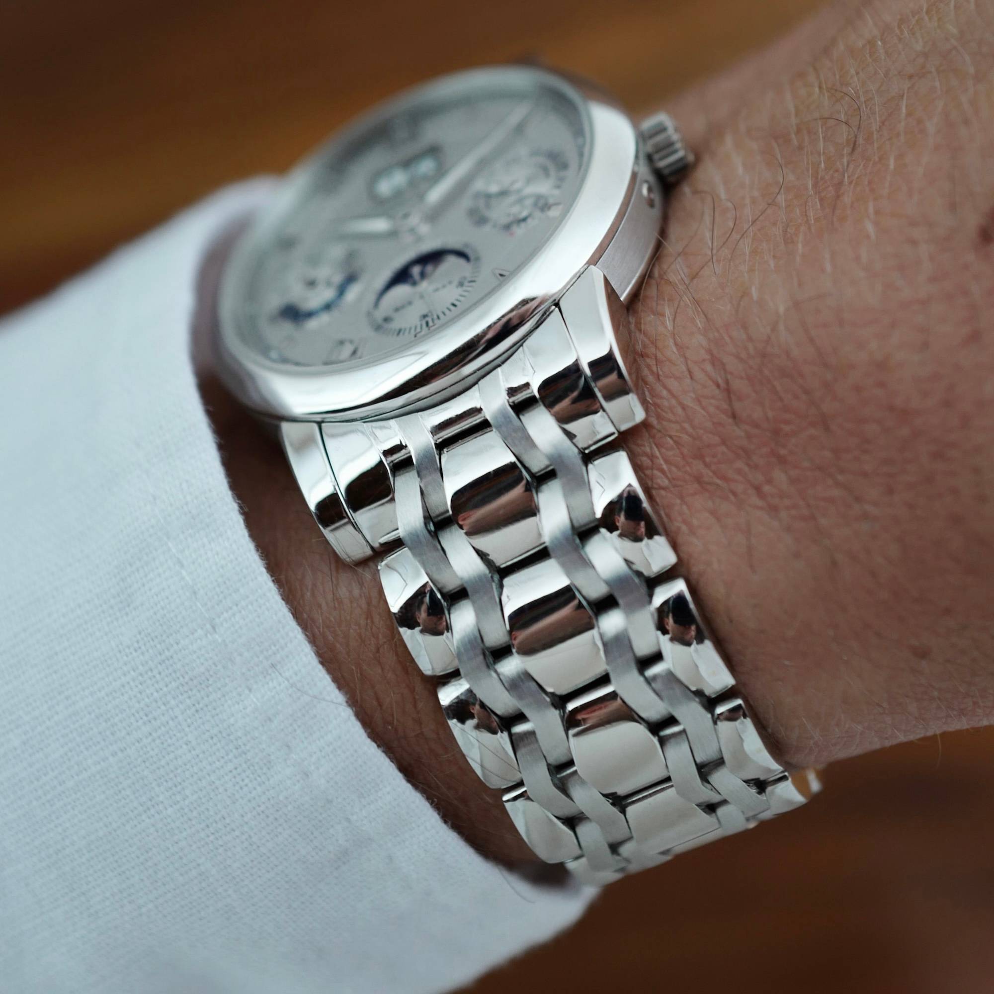 A. Lange & Sohne Platinum Langematic Perpetual 310.225 on Wellendorff Bracelet
