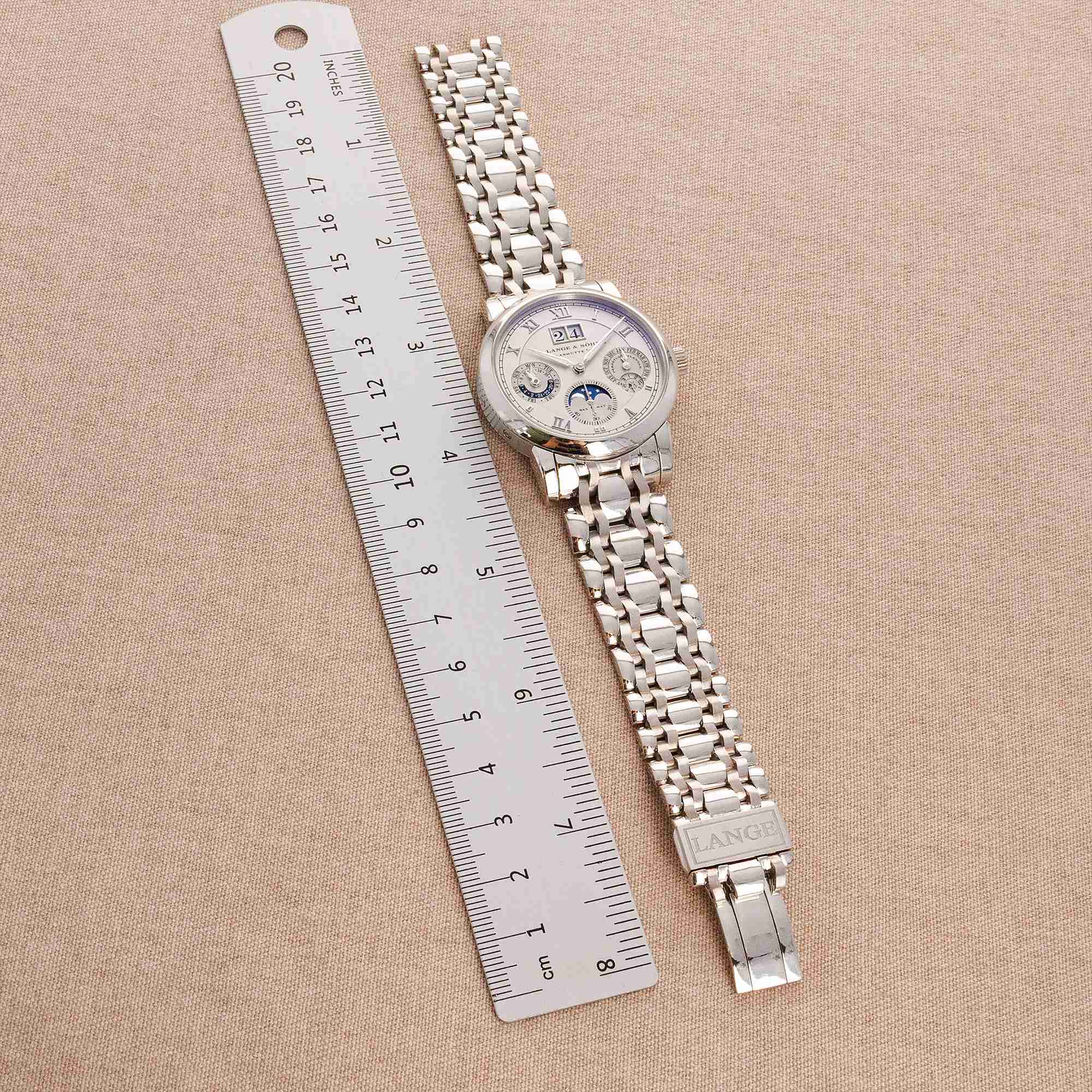 A. Lange & Sohne Platinum Langematic Perpetual 310.225 on Wellendorff Bracelet