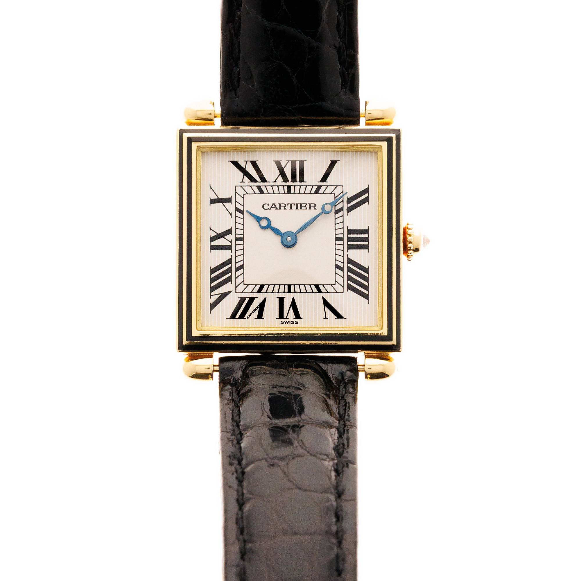 Cartier - Cartier Yellow Gold Tank Obus Ref. 1630 with Black Enamel - The Keystone Watches