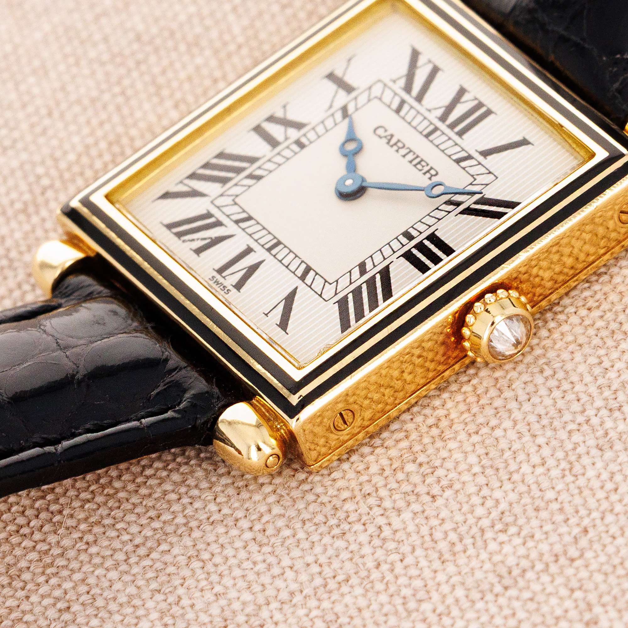 Cartier - Cartier Yellow Gold Tank Obus Ref. 1630 with Black Enamel - The Keystone Watches
