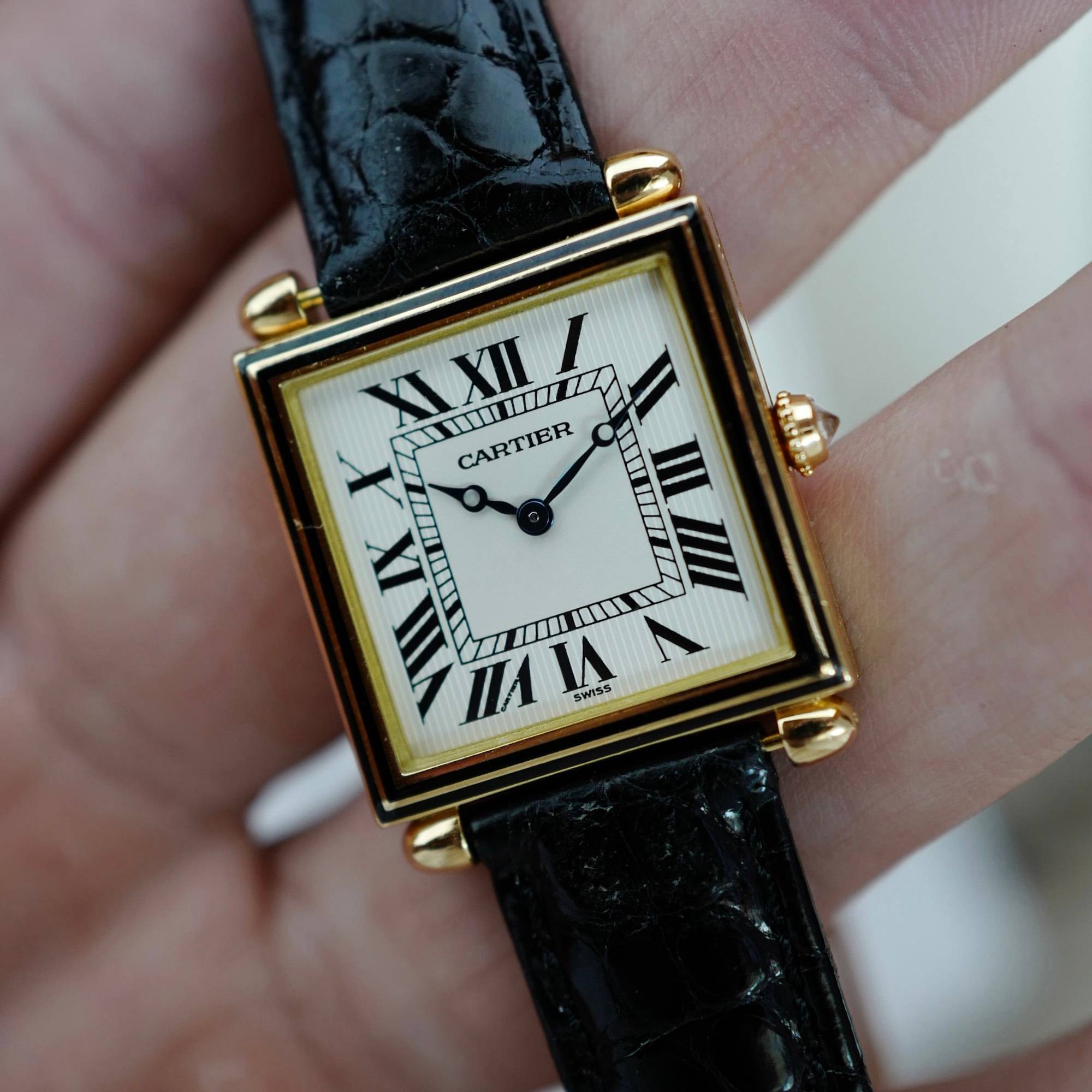 Cartier - Cartier Yellow Gold Tank Obus Ref. 1630 with Black Enamel - The Keystone Watches