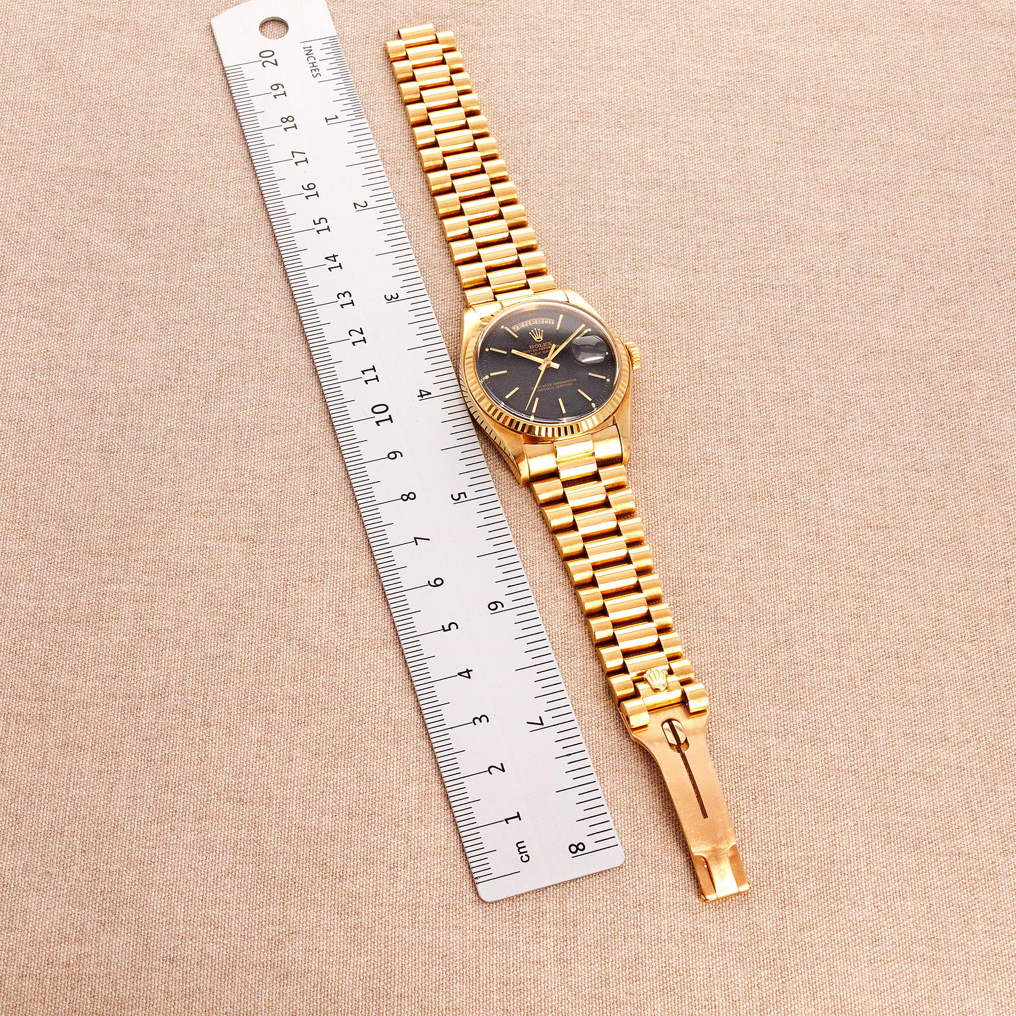 Rolex Yellow Gold Day Date Ref. 1803 with Flawless Matte Black dial