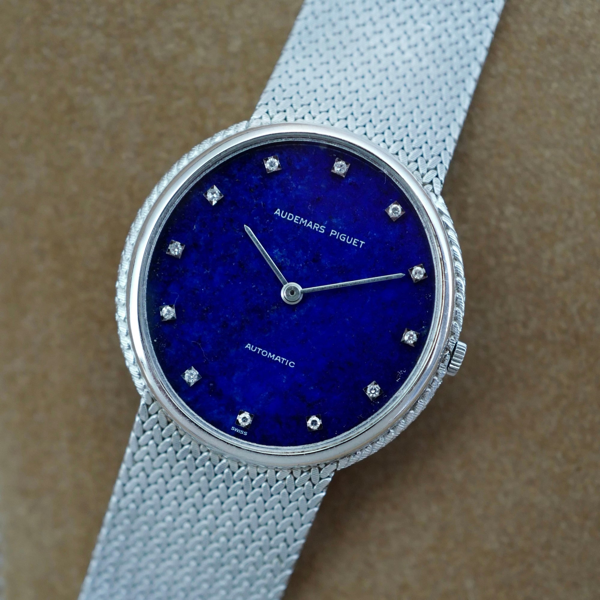Audemars Piguet White Gold Automatic Bracelet Watch with Lapis Lazuli Dial