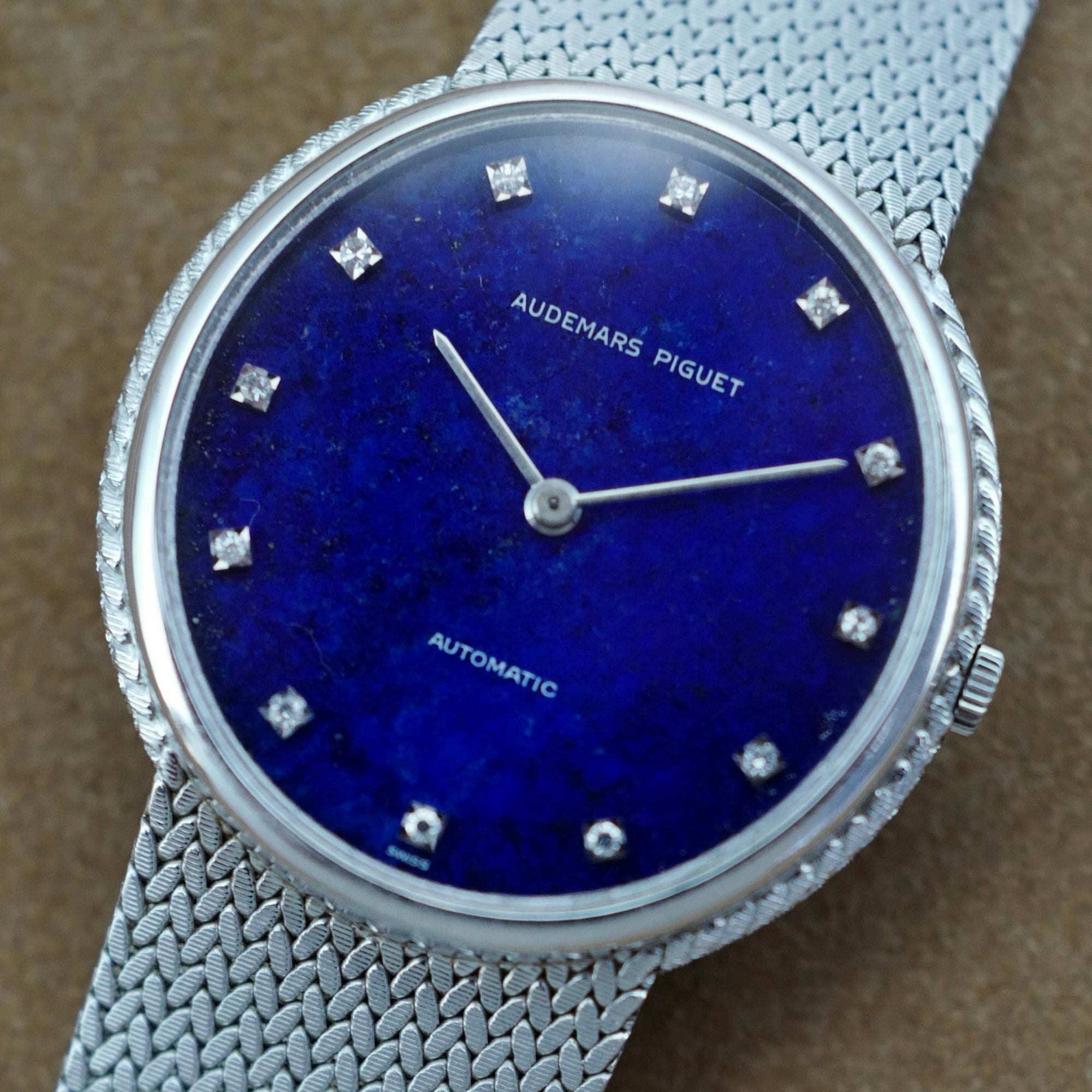 Audemars Piguet White Gold Automatic Bracelet Watch with Lapis Lazuli Dial