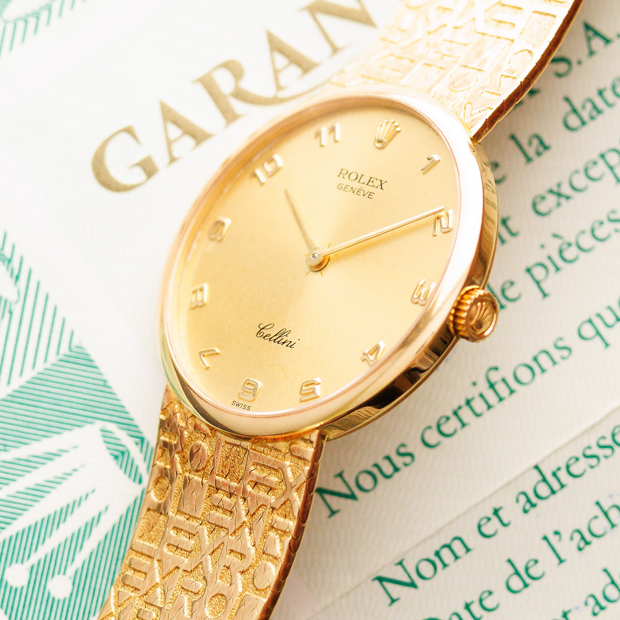 Rolex Yellow Gold Cellini Watch Ref. 4934/8 with Logo Bracelet