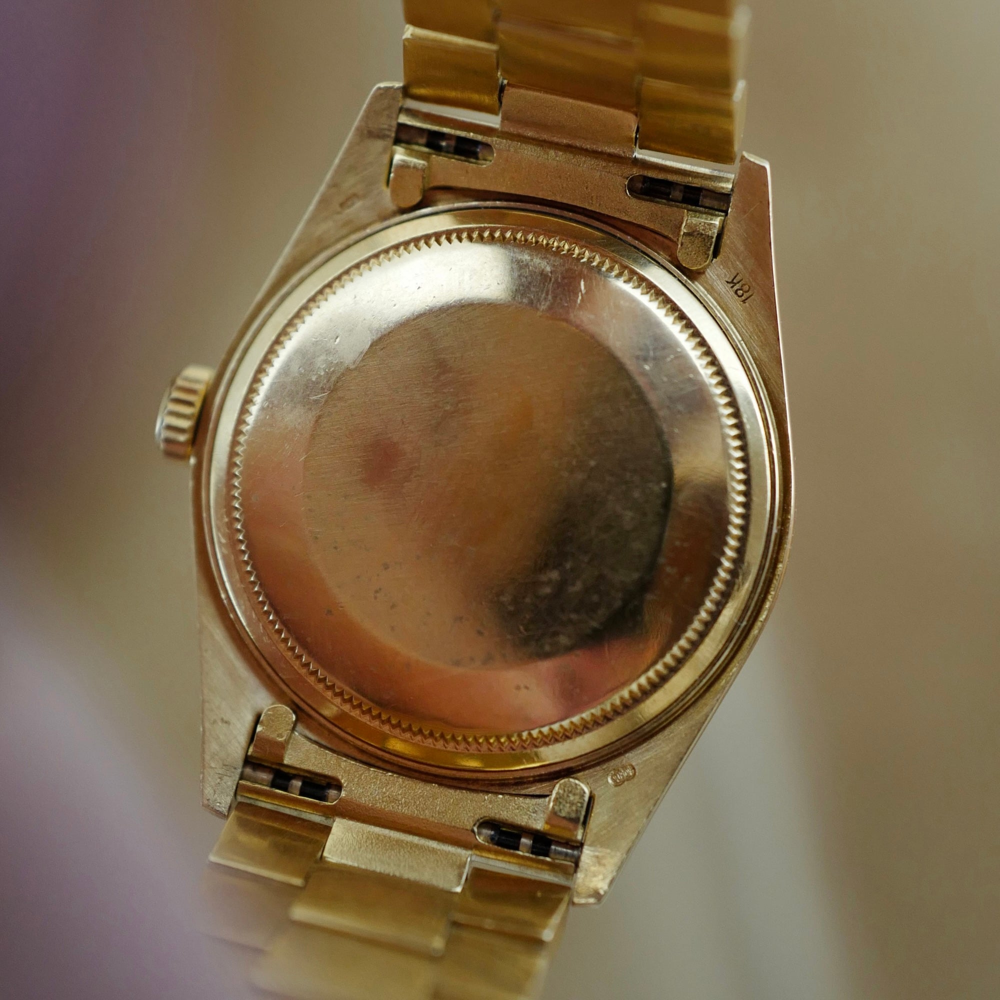 Rolex Yellow Gold Day-Date Watch Ref. 18078 with Bark Finish and Deep Blue Dial (New Arrival)