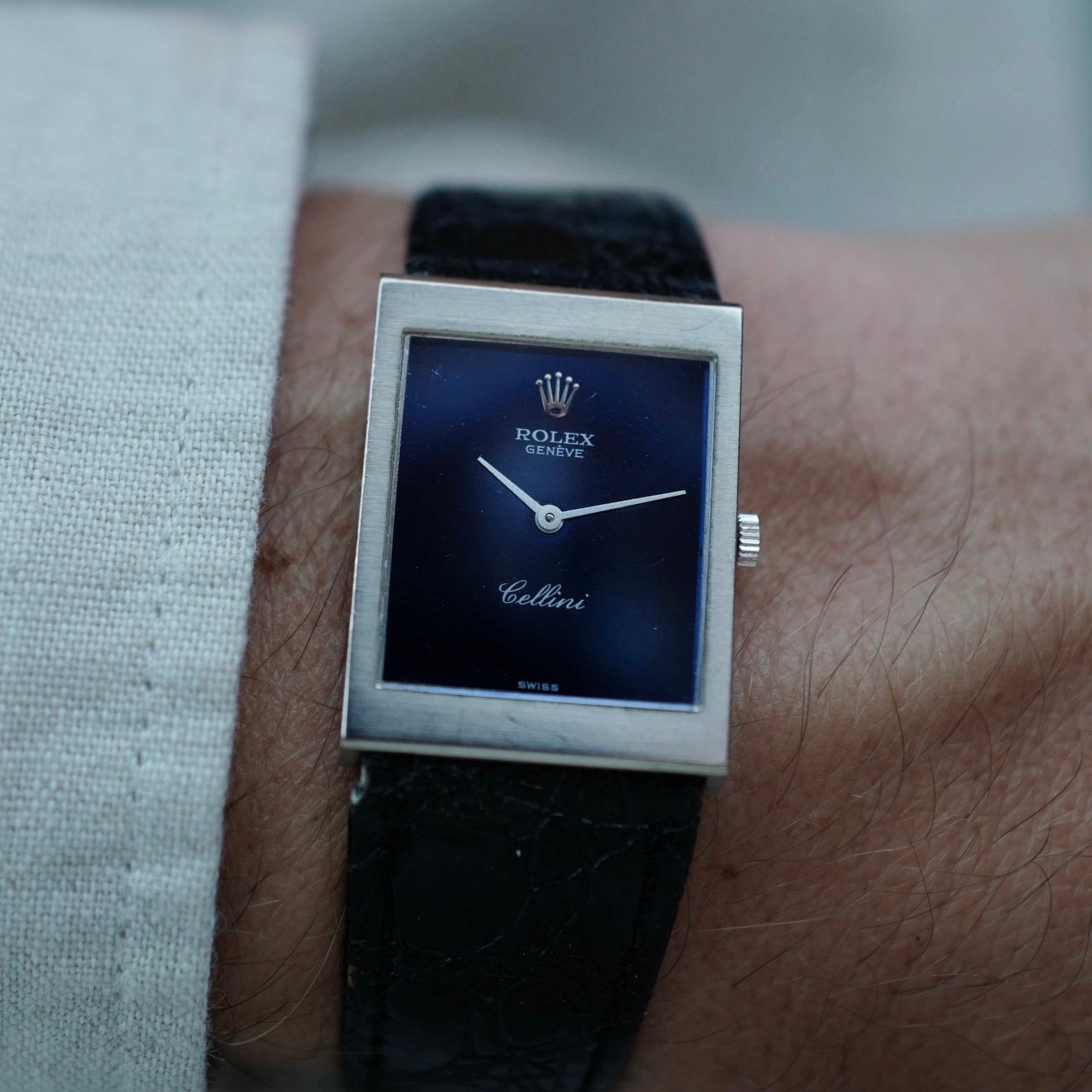 Rolex White Gold Cellini Watch Ref. 4014/9 with Blue Dial (New Arrival)