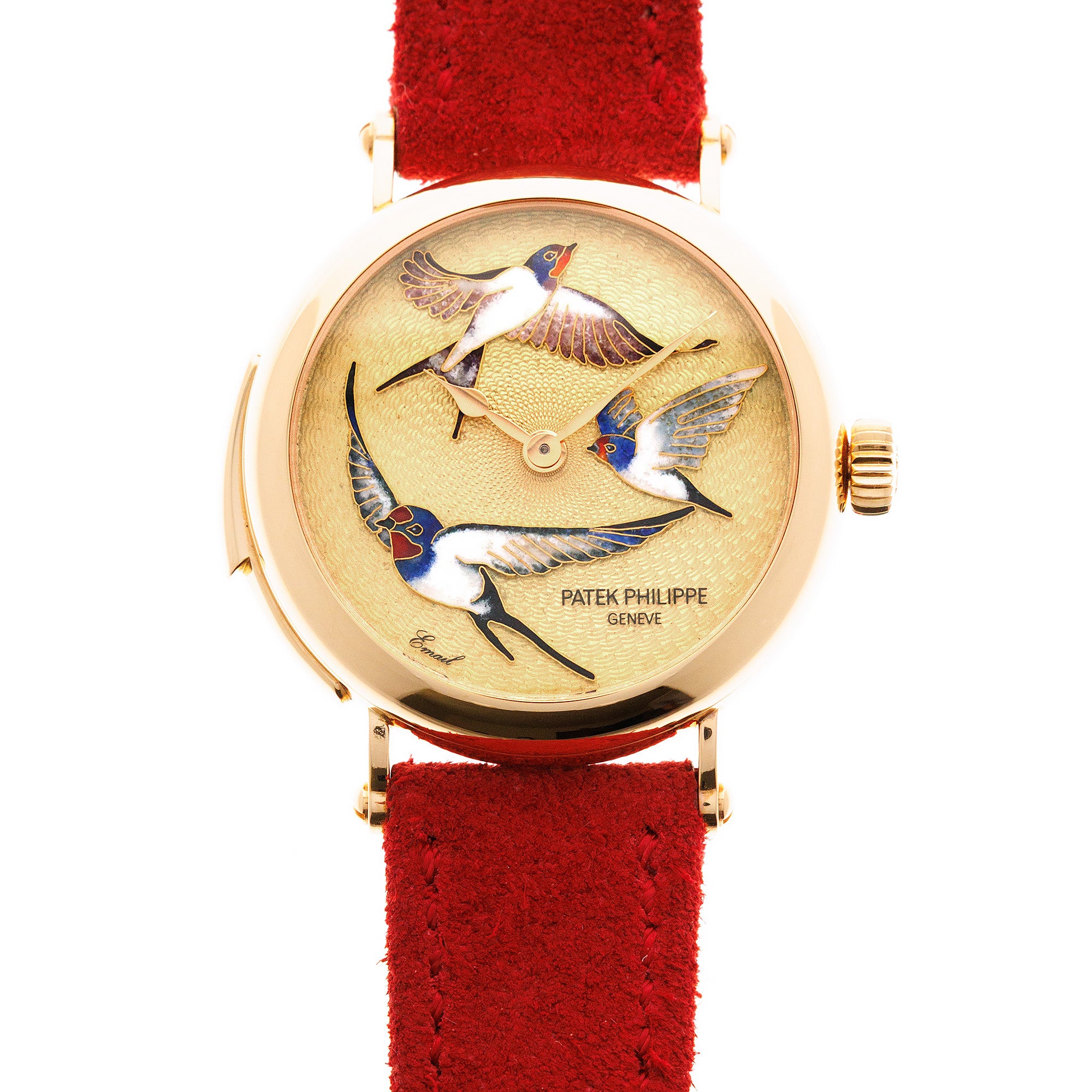Patek Philippe - Patek Philippe Rose Gold Rare Handcraft Minute Repeater Watch Ref. 7000 with Cloisonne Swallows - The Keystone Watches