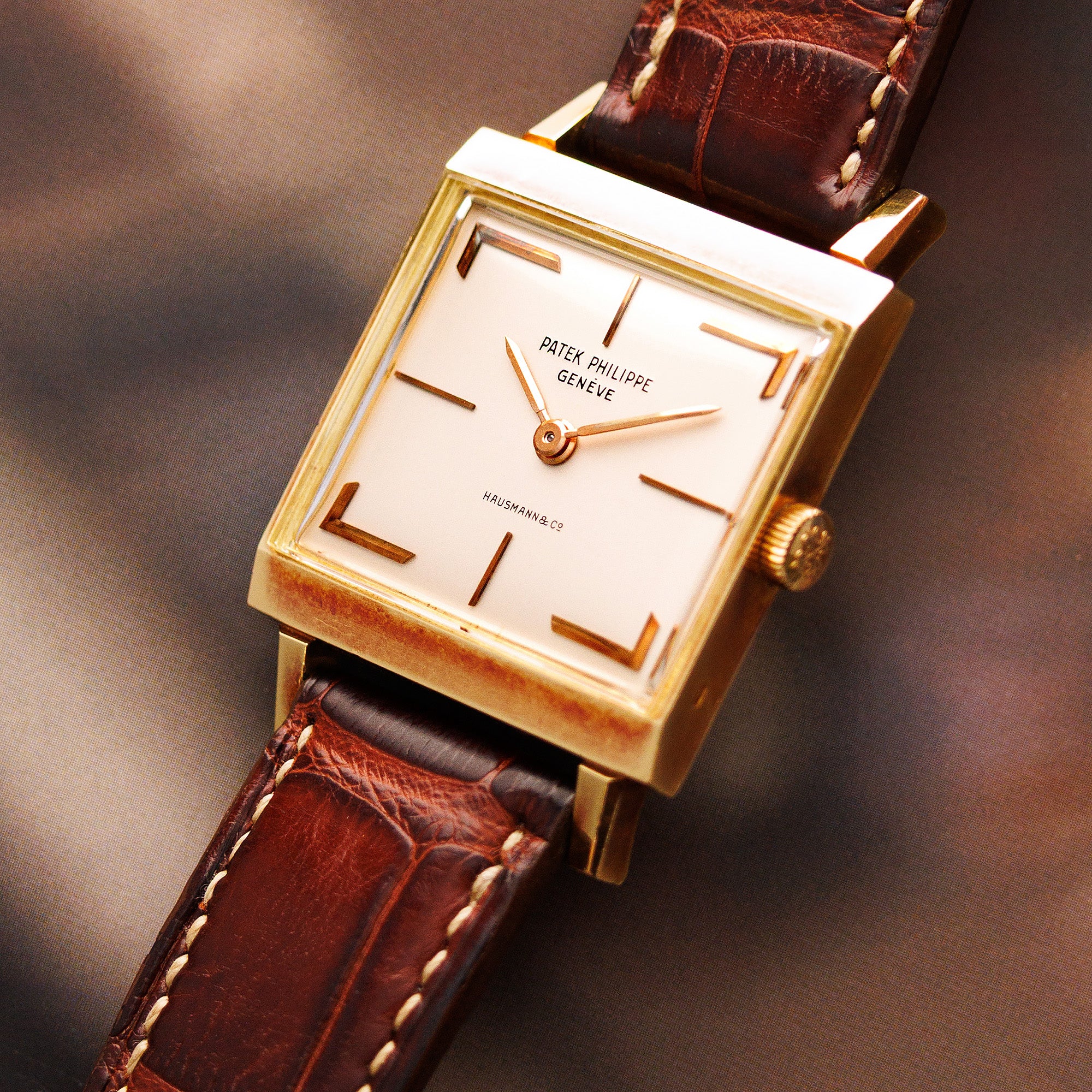 Patek Philippe Yellow Gold Square Watch Ref. 3406 Retailed by Hausmann & Co.