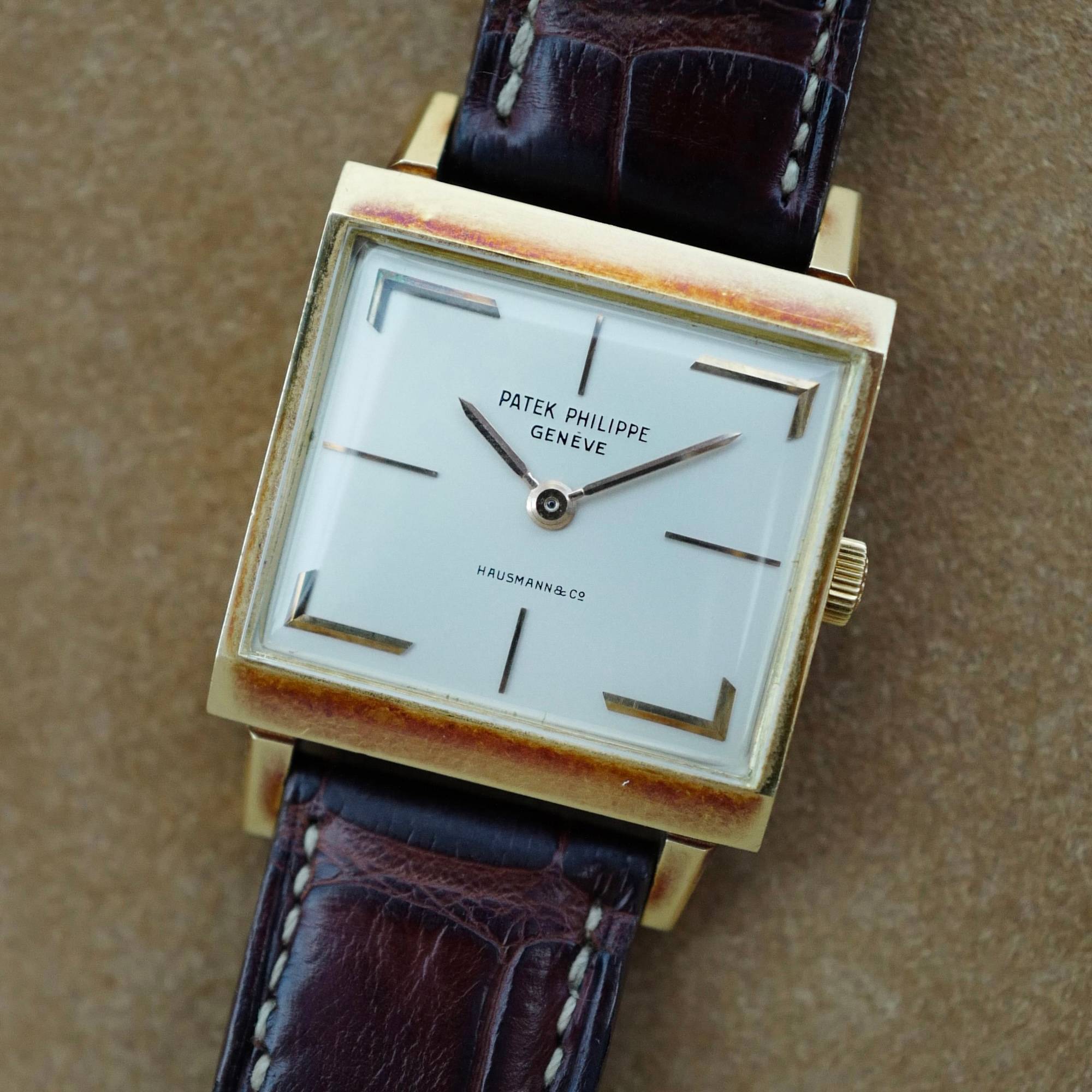 Patek Philippe Yellow Gold Square Watch Ref. 3406 Retailed by Hausmann & Co.