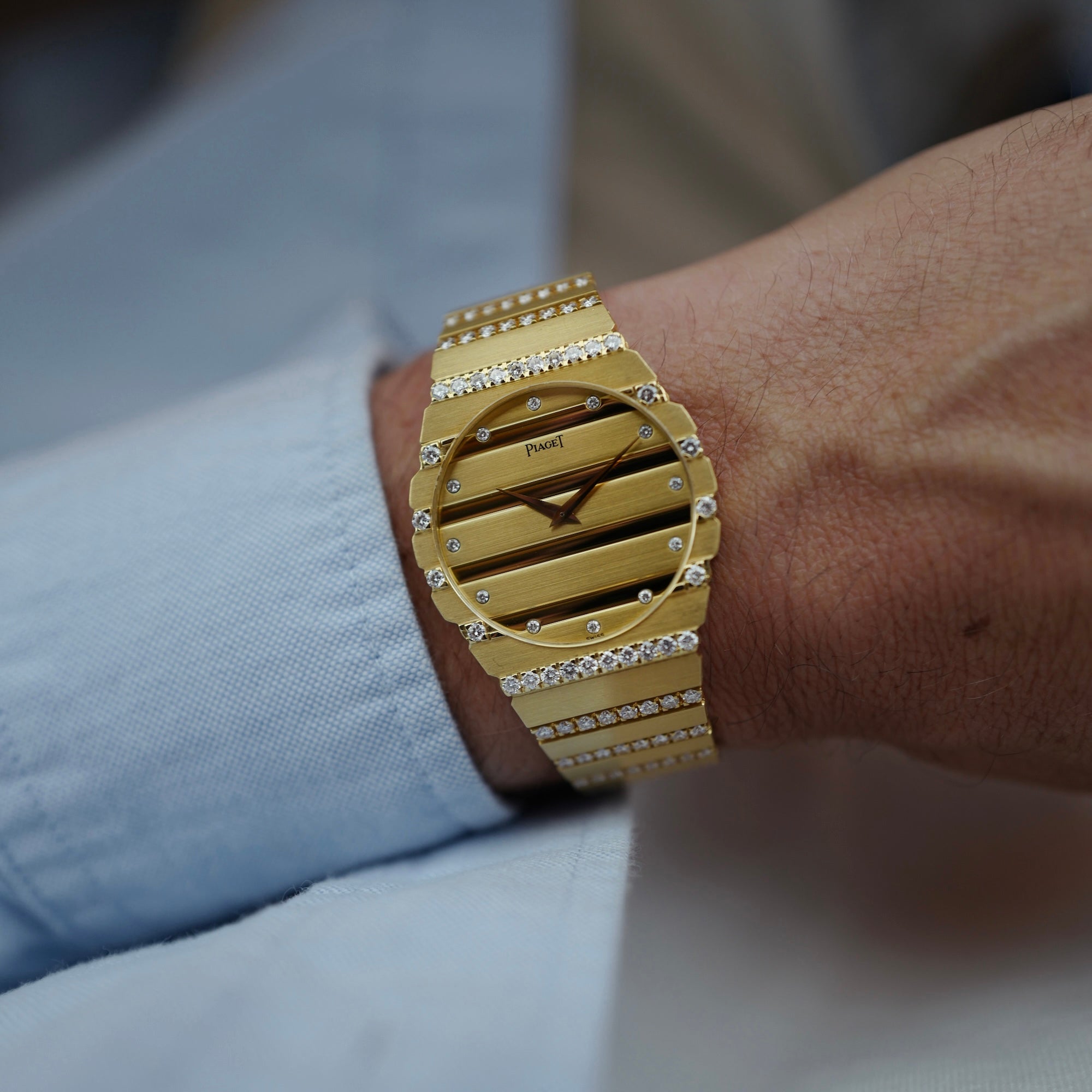 Piaget Yellow Gold Polo Watch Ref. 7661C with Original Diamonds (New Arrival)