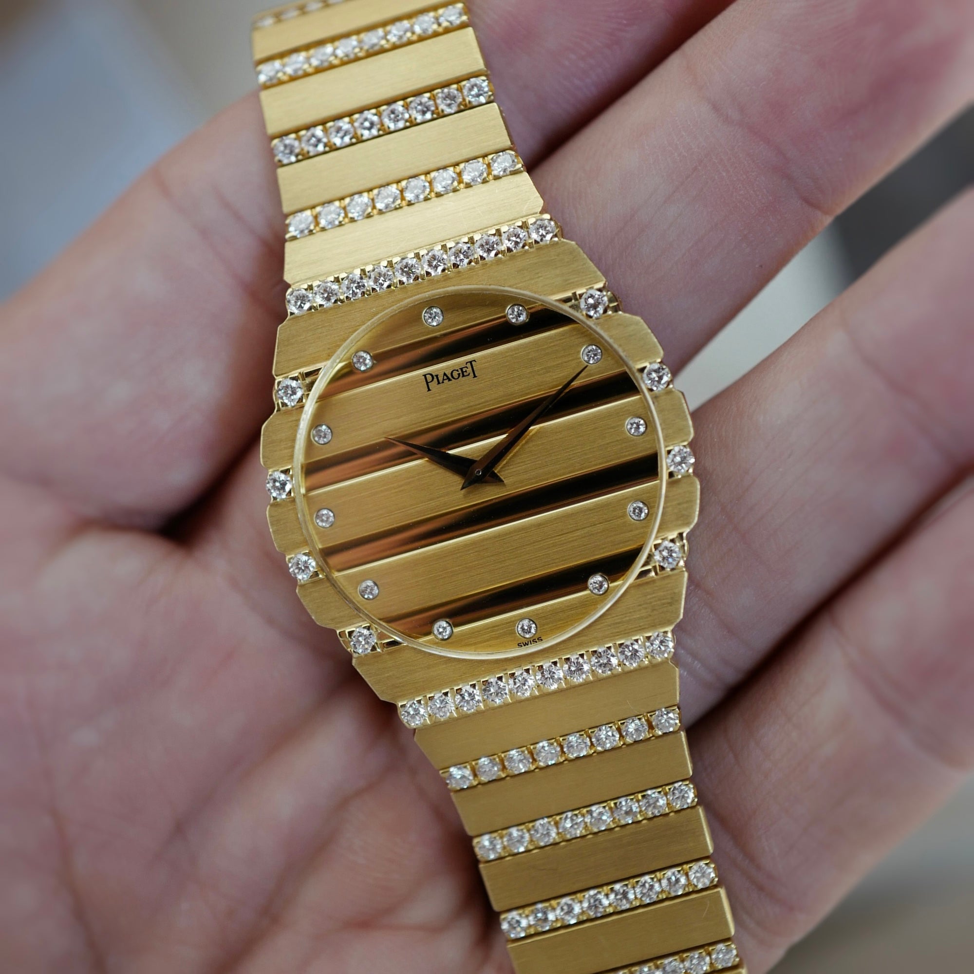 Piaget Yellow Gold Polo Watch Ref. 7661C with Original Diamonds (New Arrival)