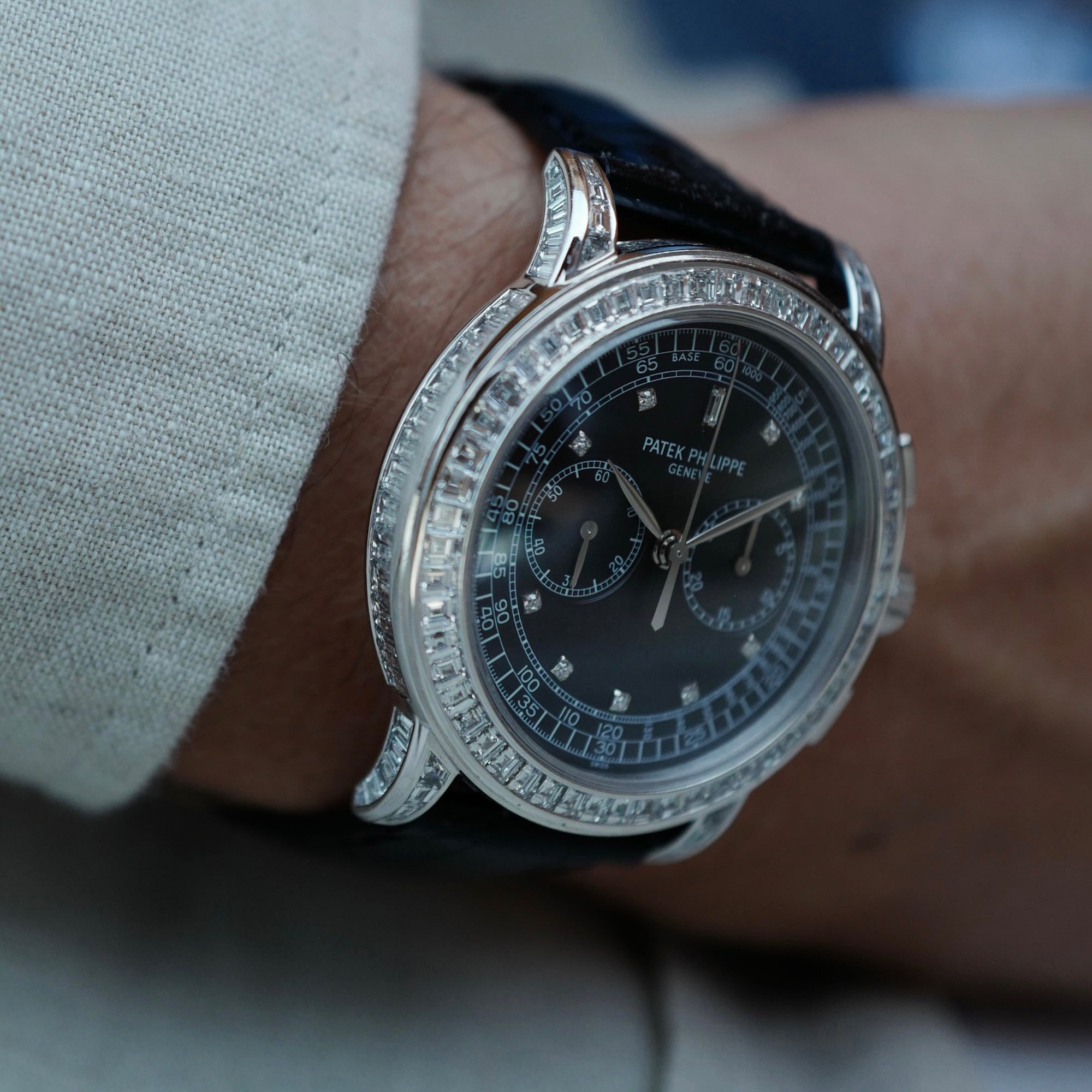 Patek Philippe White Gold Chronograph Diamond Watch Ref. 5071 (New Arrival)