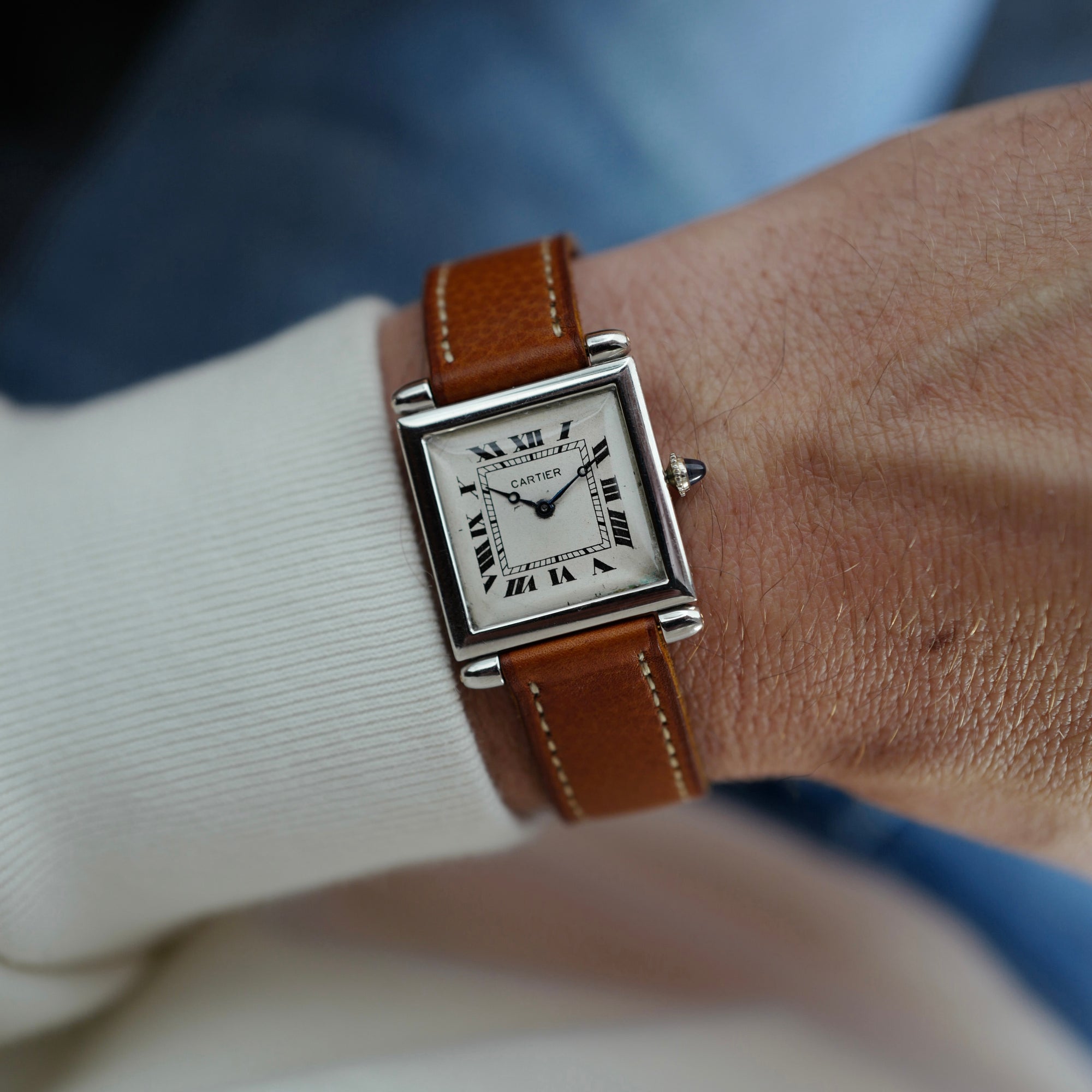 Cartier Platinum Tank Obus European Watch & Clock, 1926