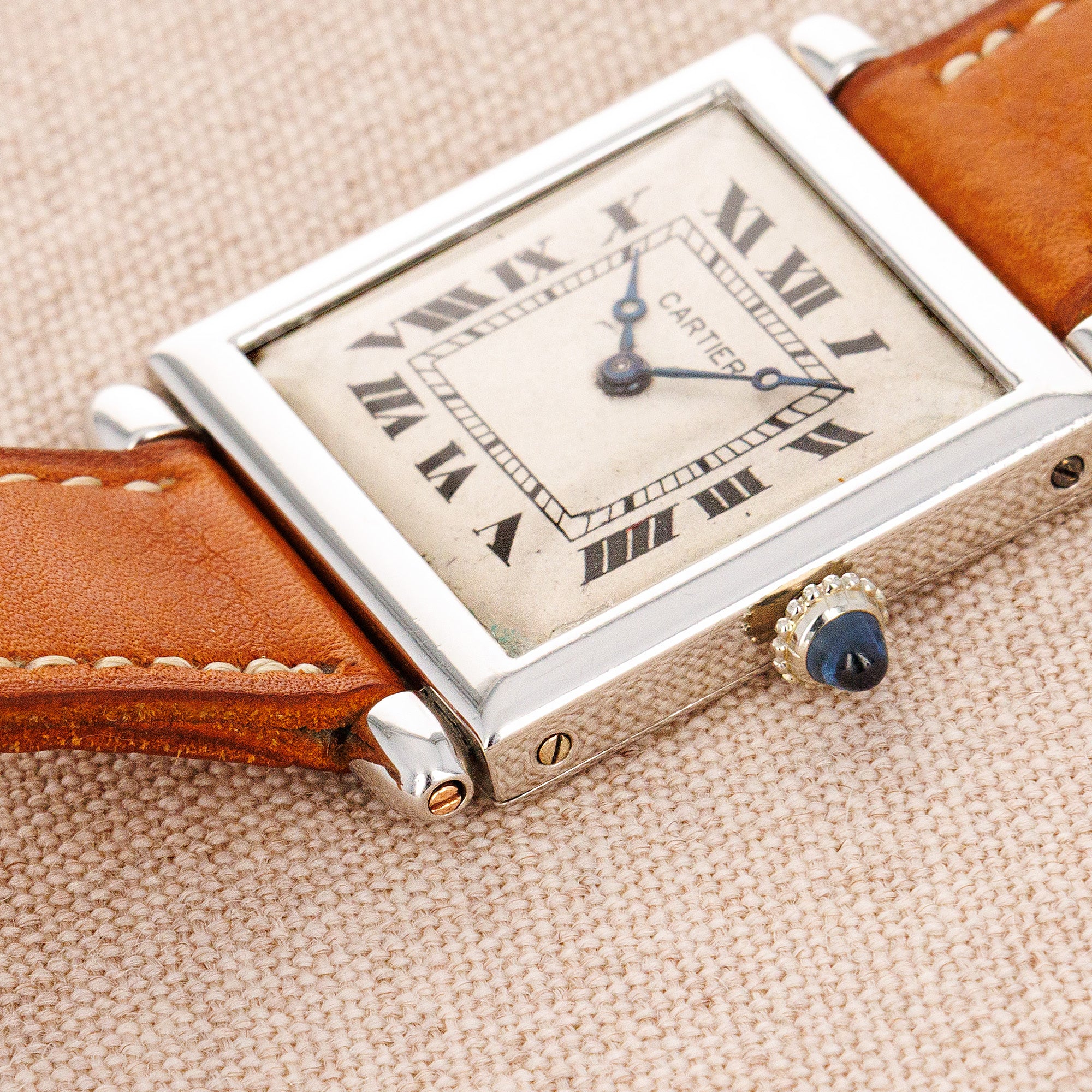 Cartier Platinum Tank Obus European Watch & Clock, 1926