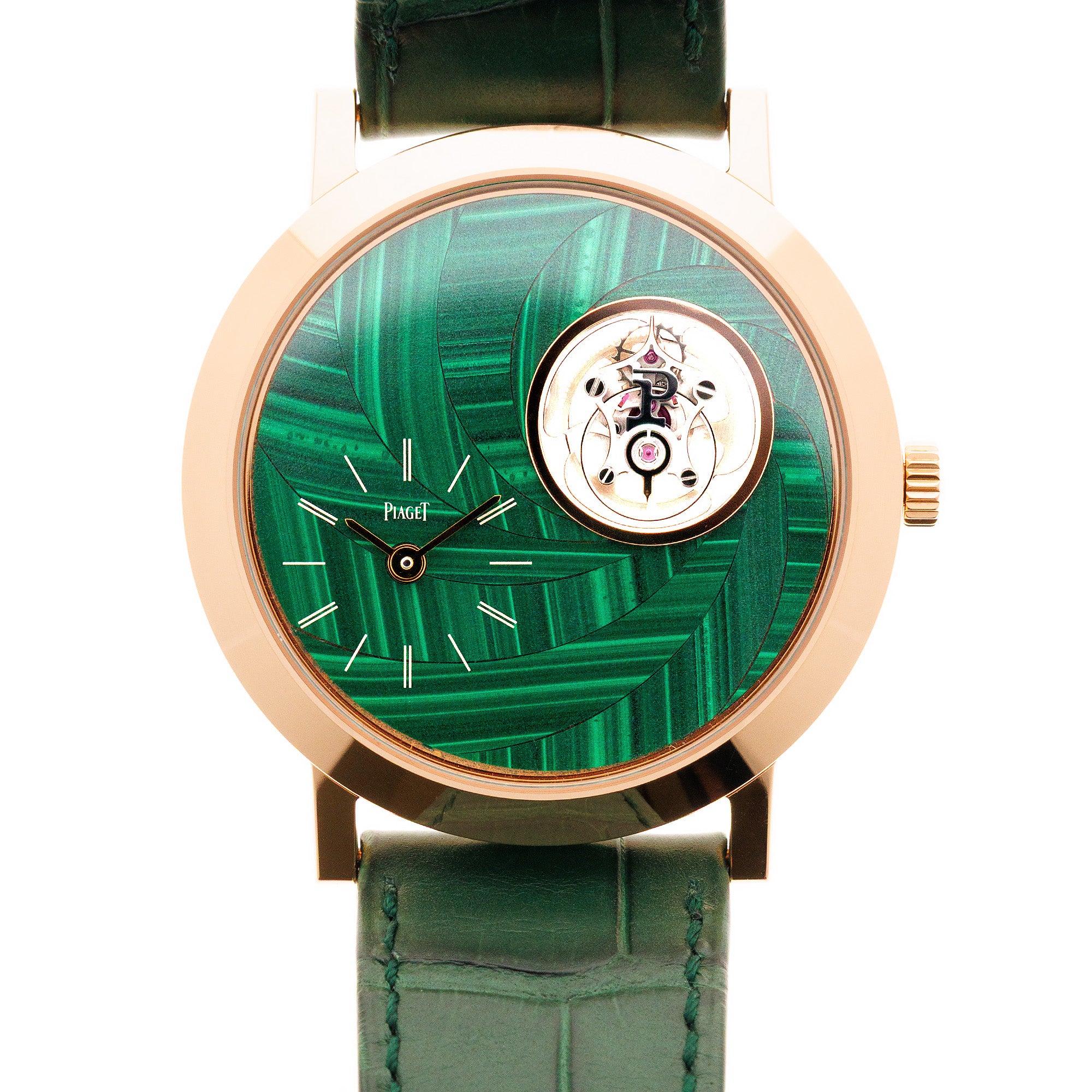 Piaget Rose Gold Altiplano Tourbillon Ref. P11485 with Malachite Marquetry Dial