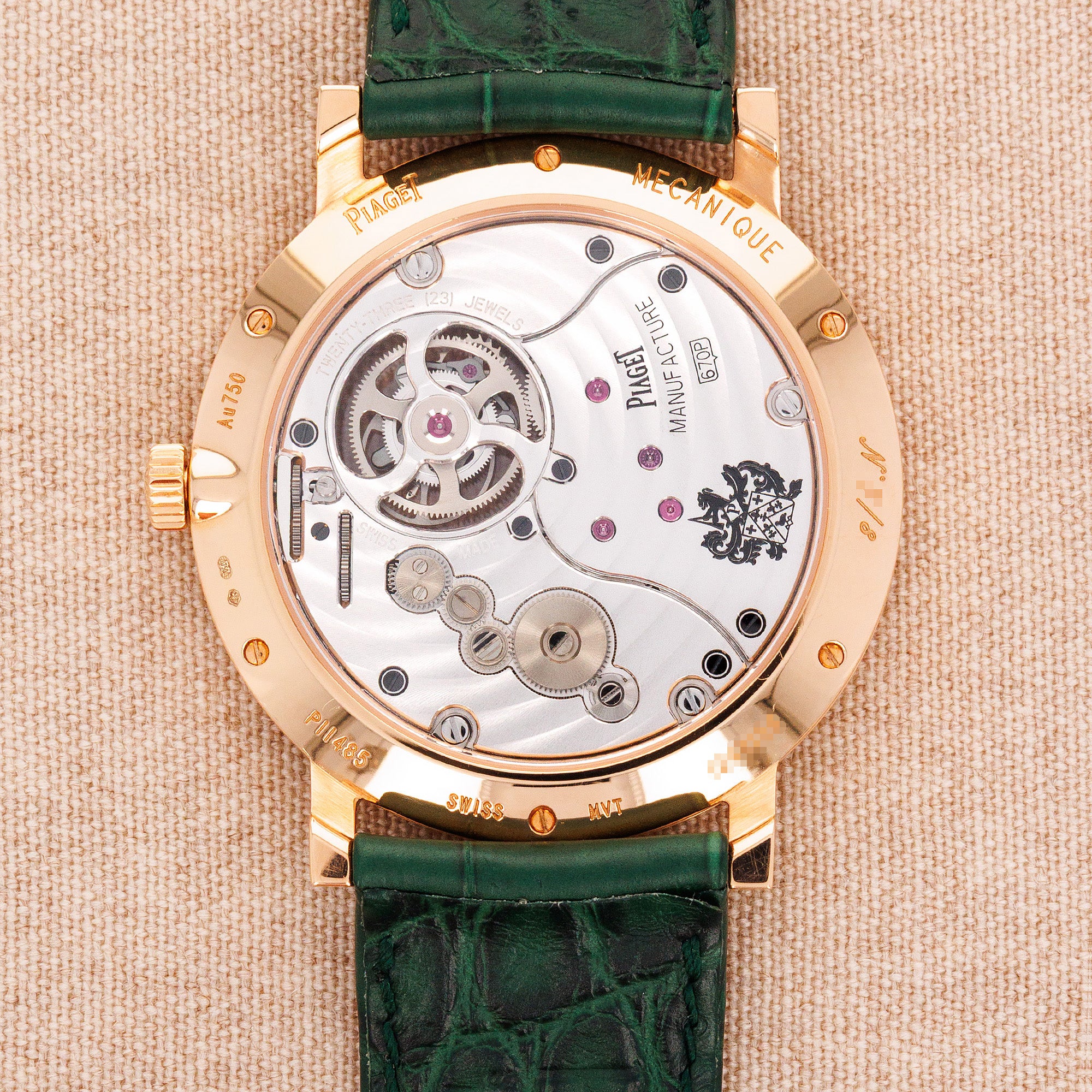 Piaget Rose Gold Altiplano Tourbillon Ref. P11485 with Malachite Marquetry Dial