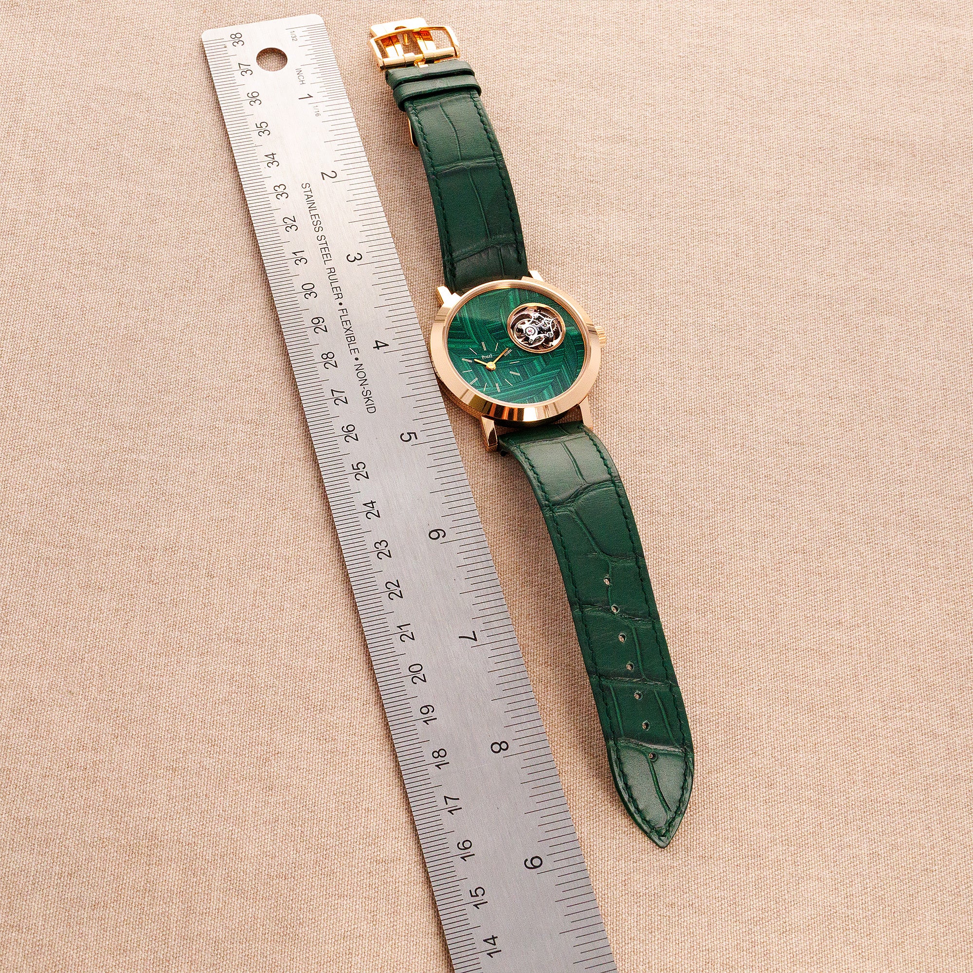 Piaget Rose Gold Altiplano Tourbillon Ref. P11485 with Malachite Marquetry Dial