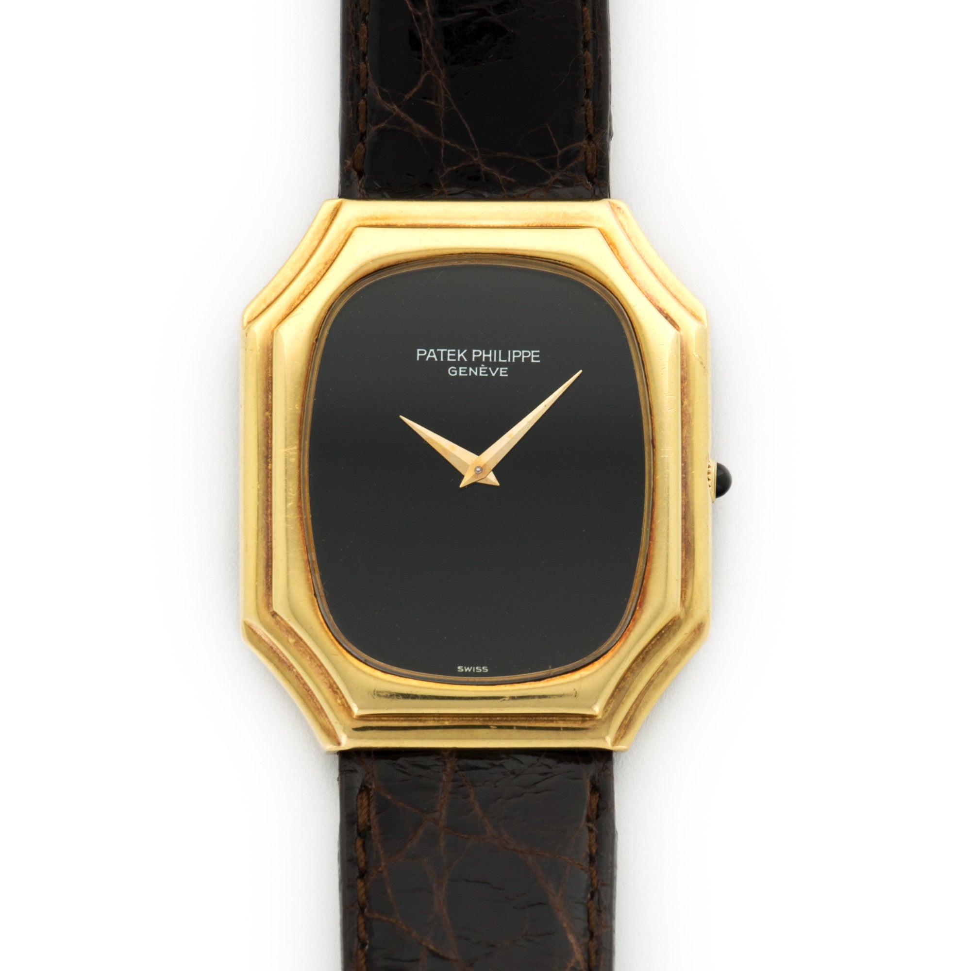 Patek Philippe - Patek Philippe Yellow Gold Onyx Dial Strap Watch Ref. 3729 - The Keystone Watches