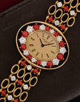 Patek Philippe - Patek Philippe Yellow Gold Diamond Coral Bracelet Watch Ref. 4195/1 - The Keystone Watches