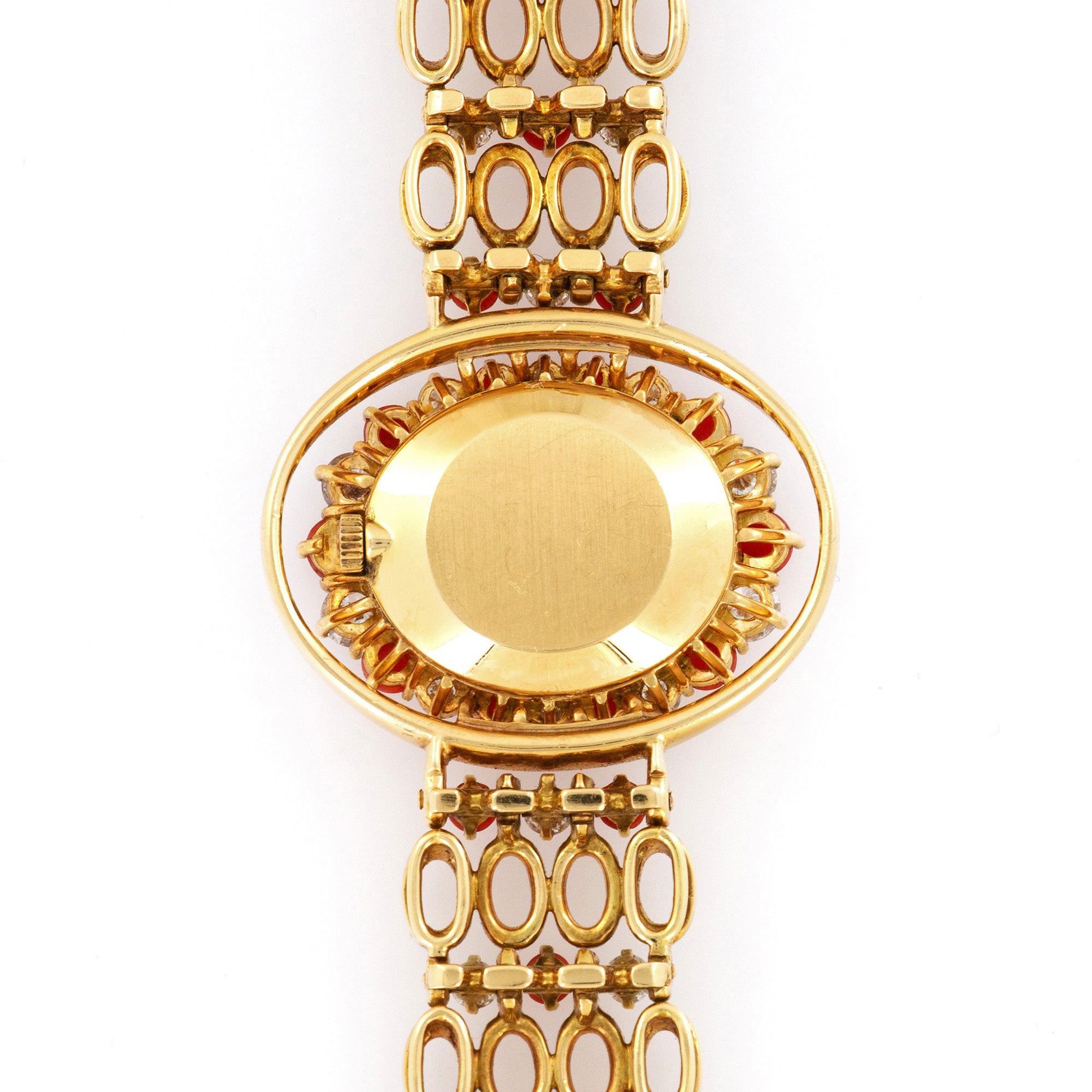 Patek Philippe - Patek Philippe Yellow Gold Diamond Coral Bracelet Watch Ref. 4195/1 - The Keystone Watches