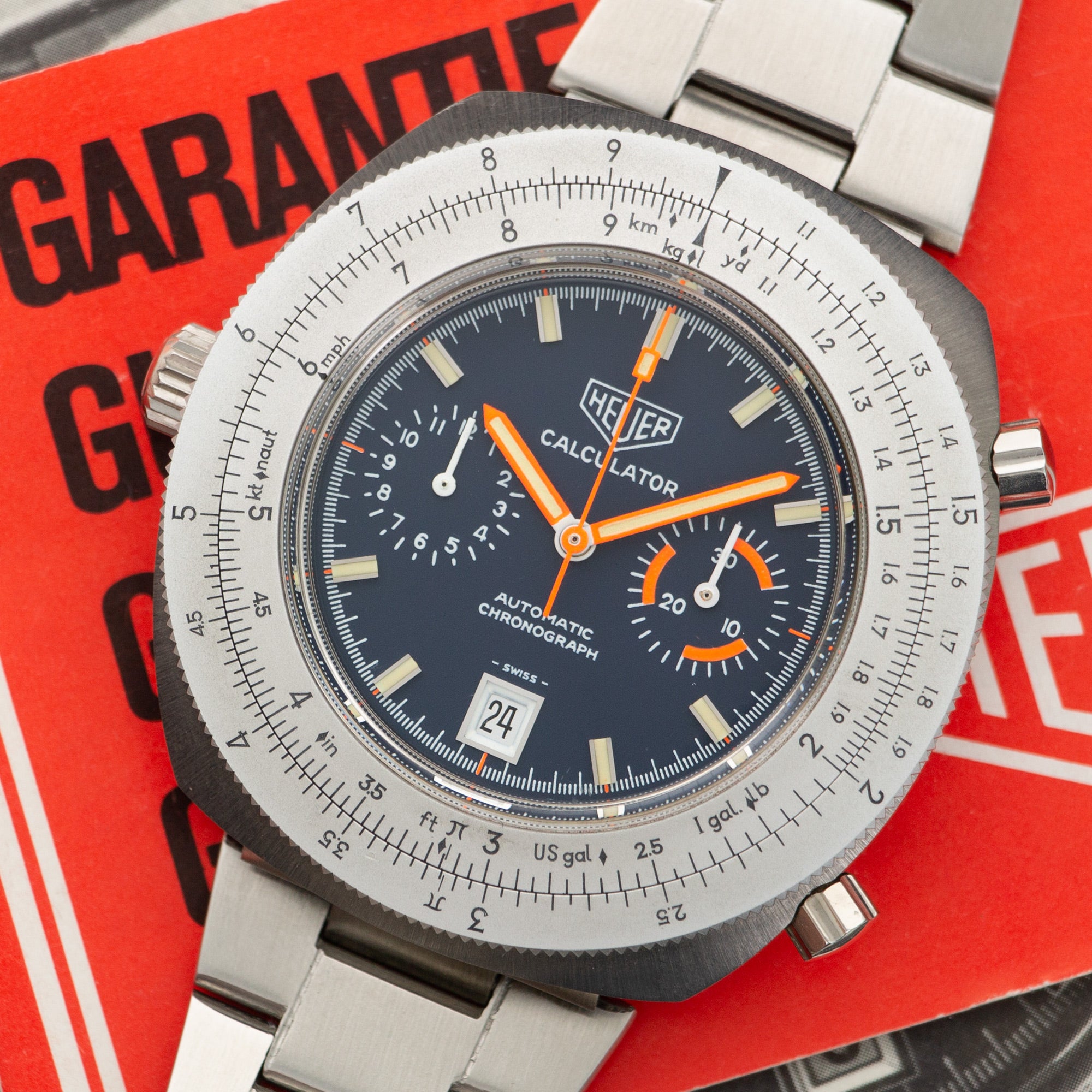 Heuer - Heuer Calculator Chronograph Ref. 150.633 in New Old Stock Condition - The Keystone Watches