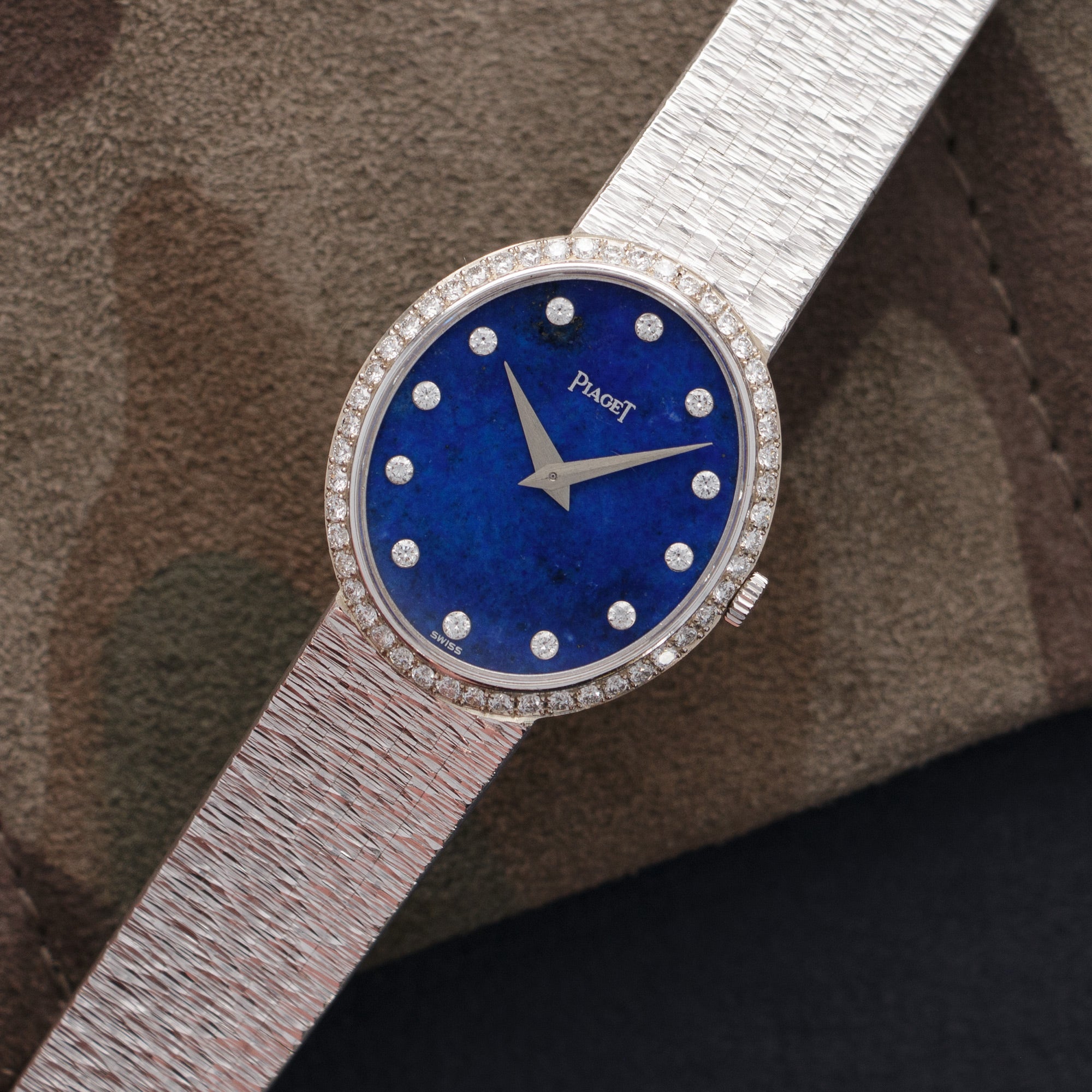 Piaget - Piaget White Gold Lapis Diamond Bracelet Watch - The Keystone Watches