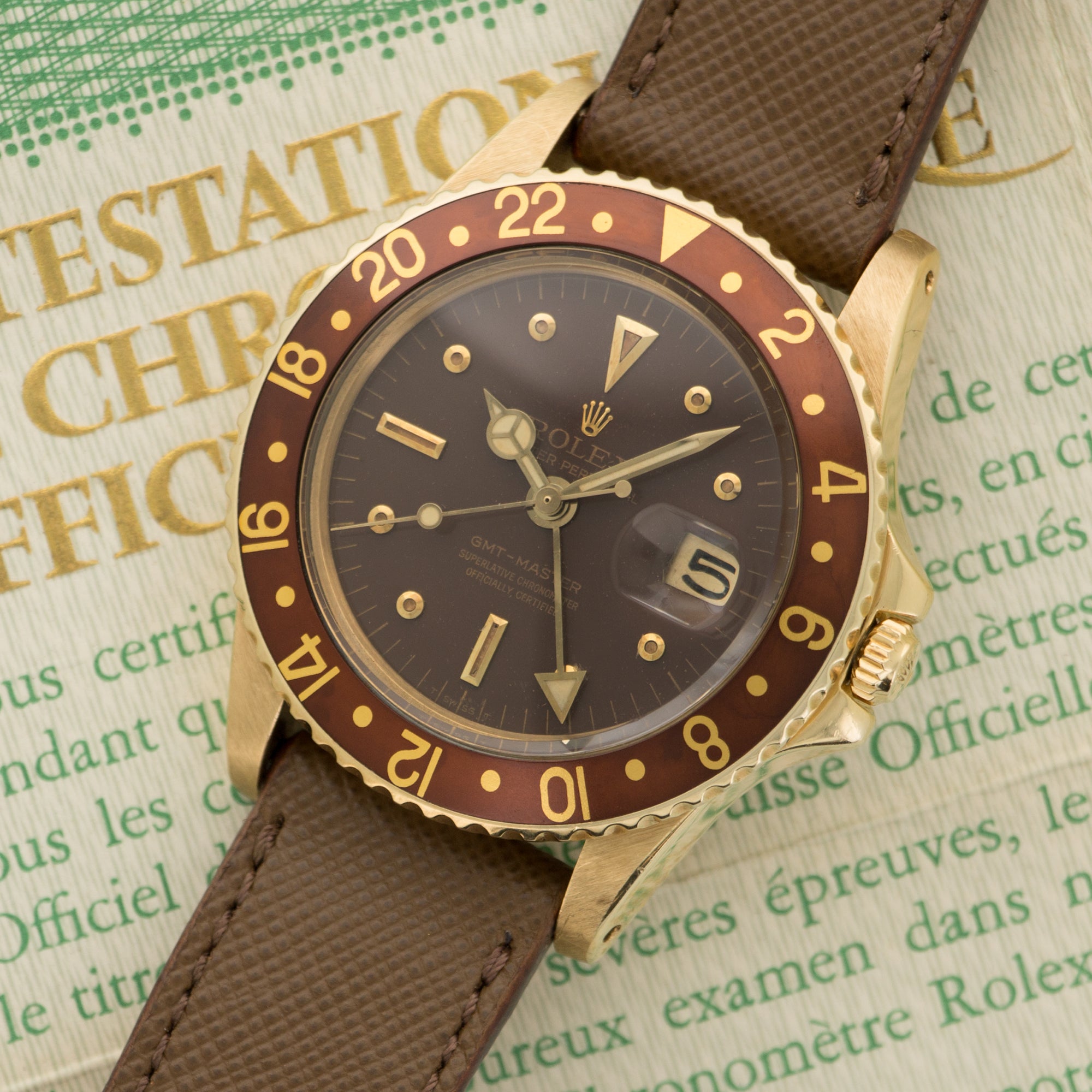 Rolex - Vintage Rolex Root Beer GMT-Master Gold Brown Ref. 1675 with Paper - The Keystone Watches