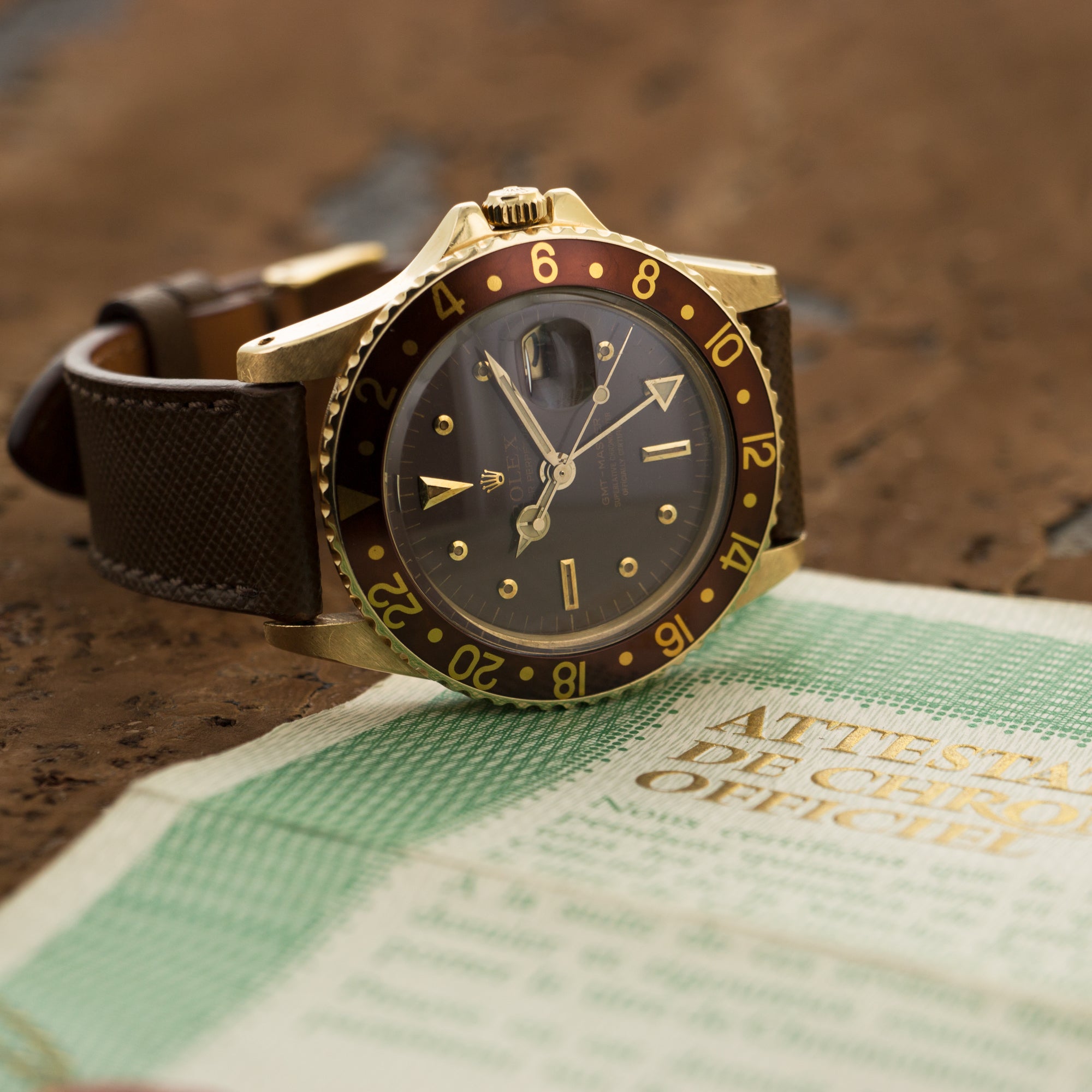 Rolex - Vintage Rolex Root Beer GMT-Master Gold Brown Ref. 1675 with Paper - The Keystone Watches