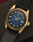 Rolex - Rolex Day-Date Yellow Gold with Blue Vignette and Diamond Dial on Strap - The Keystone Watches