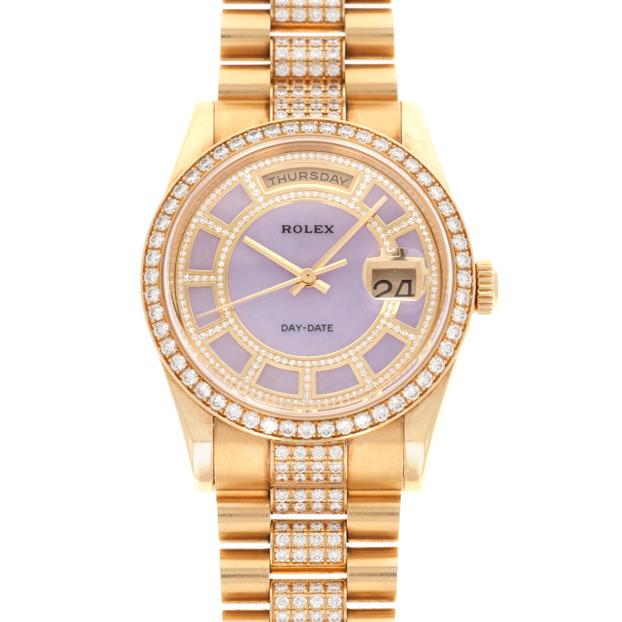 Rolex - Rolex Yellow Gold Day-Date Pave Diamond Watch Ref. 118348 - The Keystone Watches