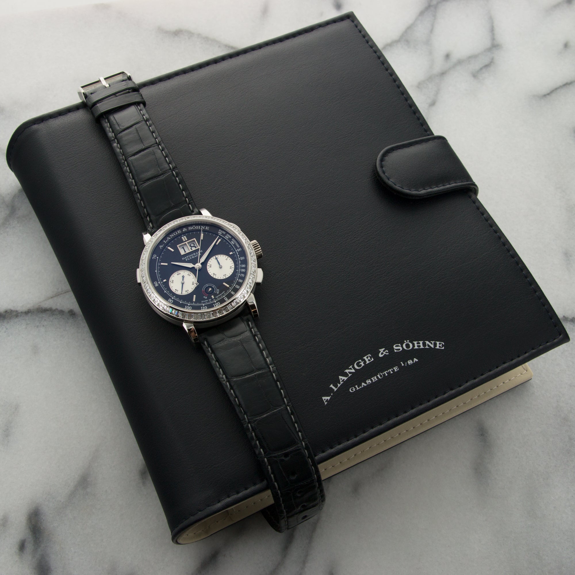 A. Lange & Sohne - A. Lange & Sohne Platinum Datograph Baguette Diamond Up Down Watch Ref. 405.835 - The Keystone Watches