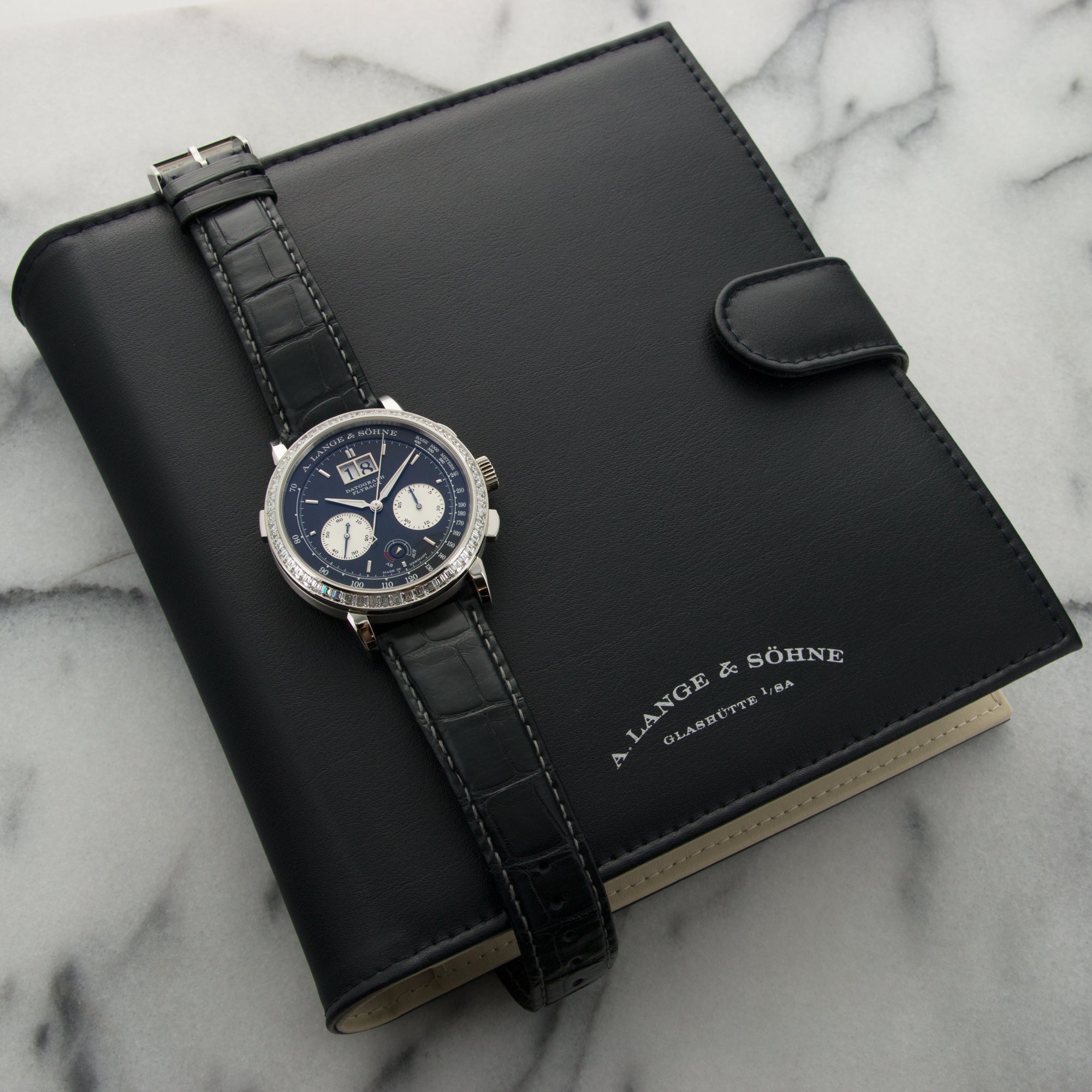 A. Lange &amp; Sohne - A. Lange &amp; Sohne Platinum Datograph Baguette Diamond Up Down Watch Ref. 405.835 - The Keystone Watches